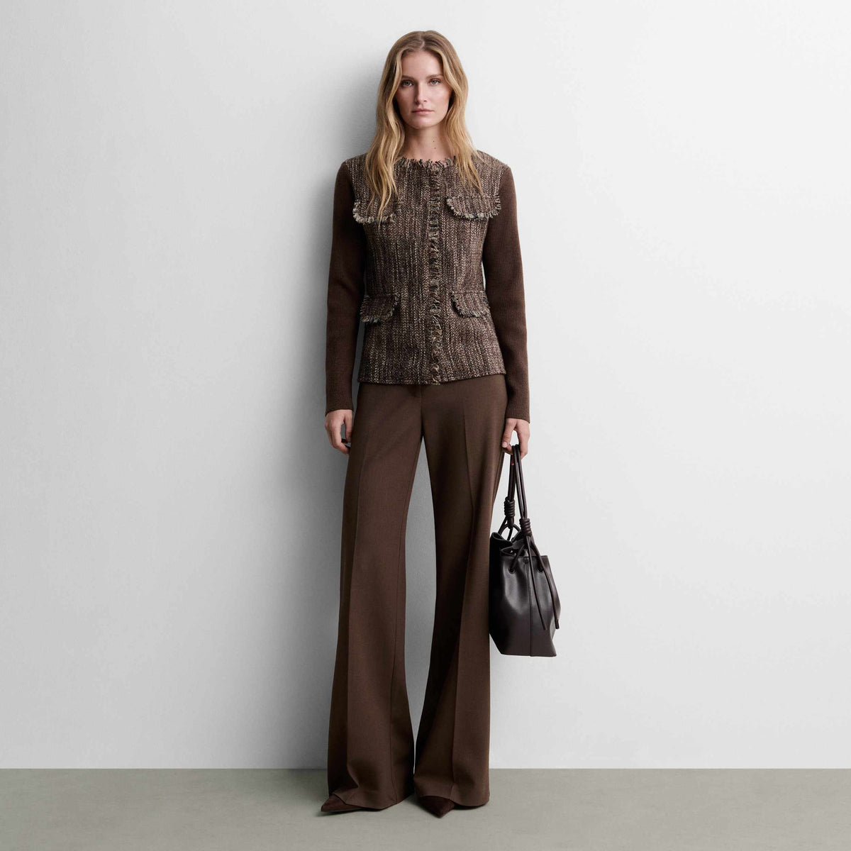 Two-material cardigan