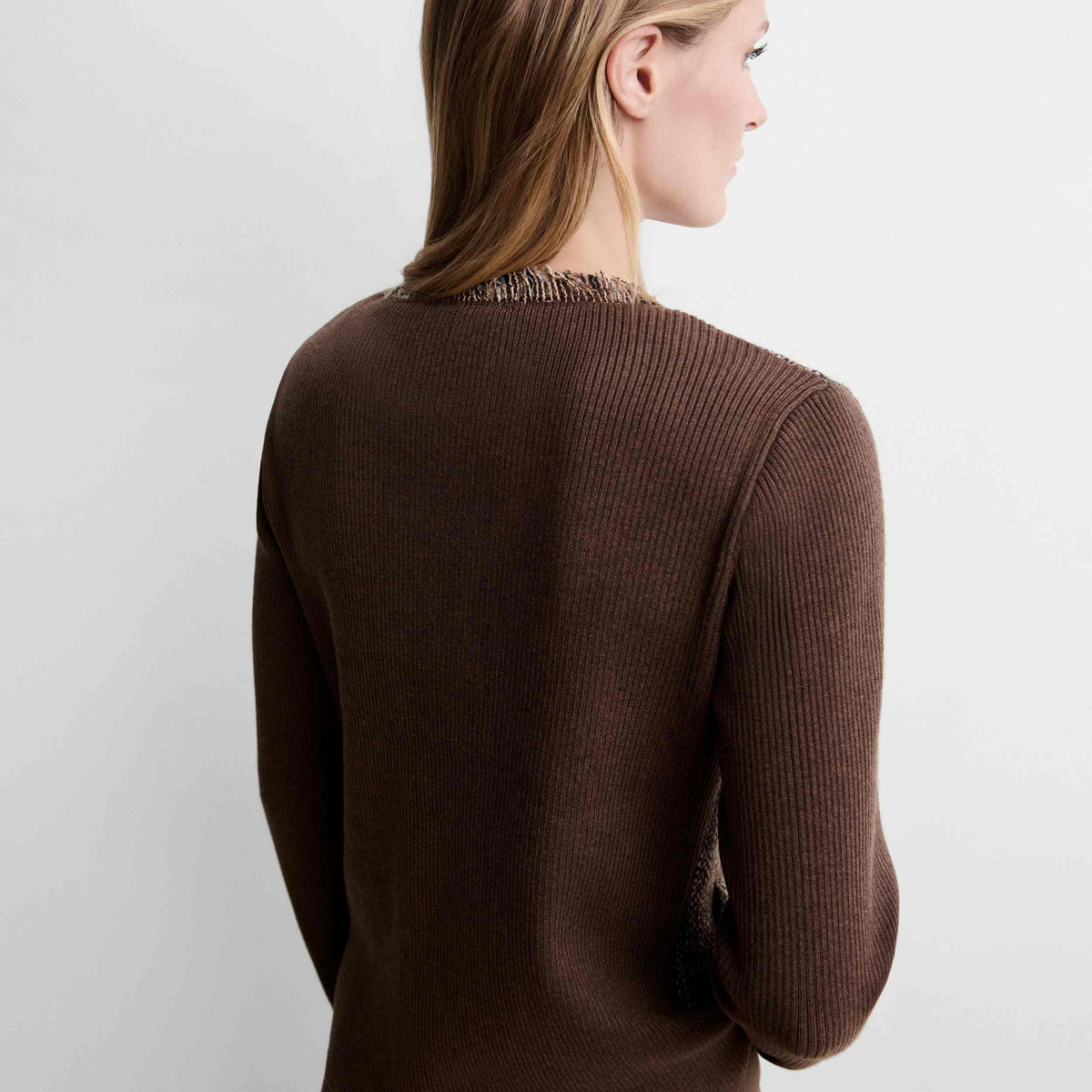 Two-material cardigan