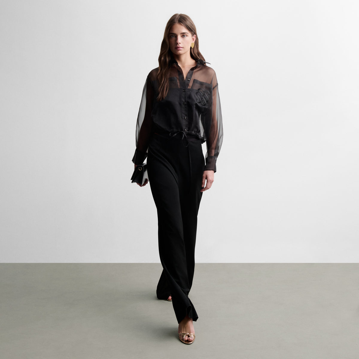 Blouse crop en organza