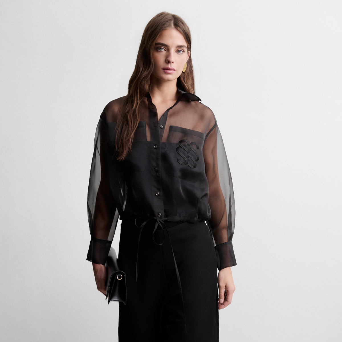 Blouse crop en organza