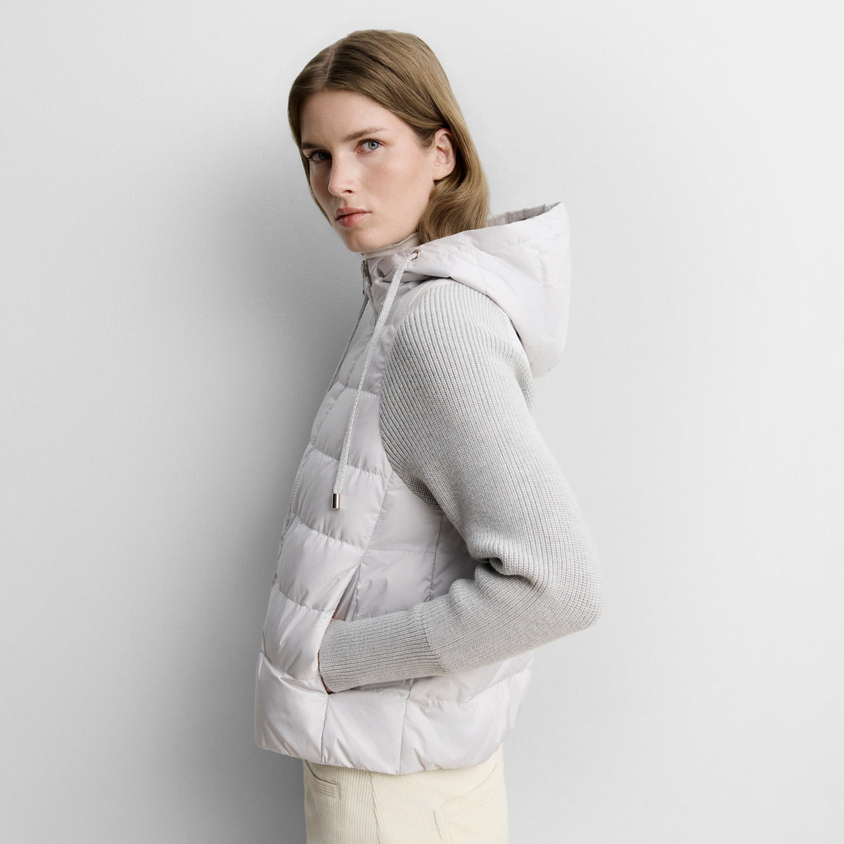Short two-material parka