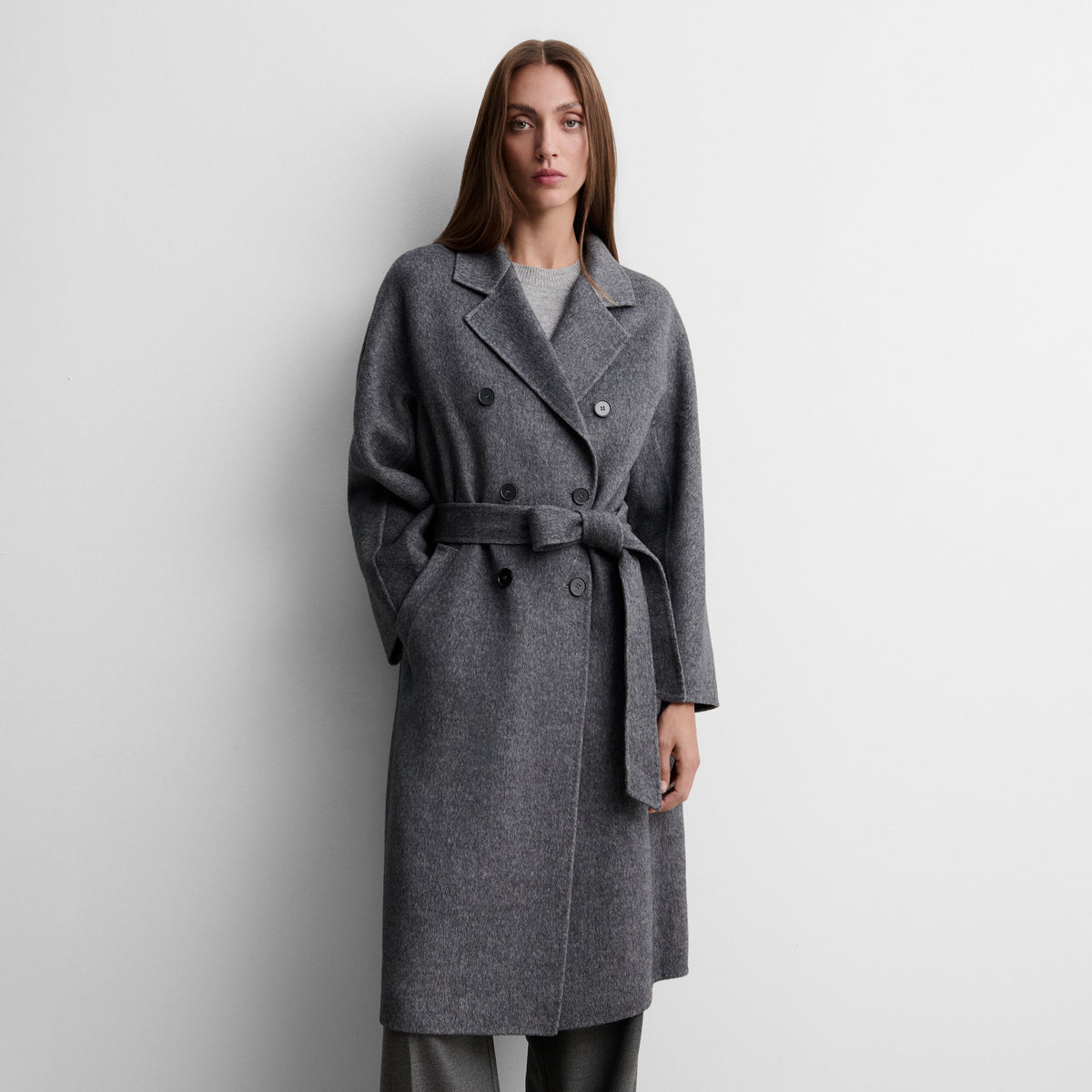 Long double-breasted coat