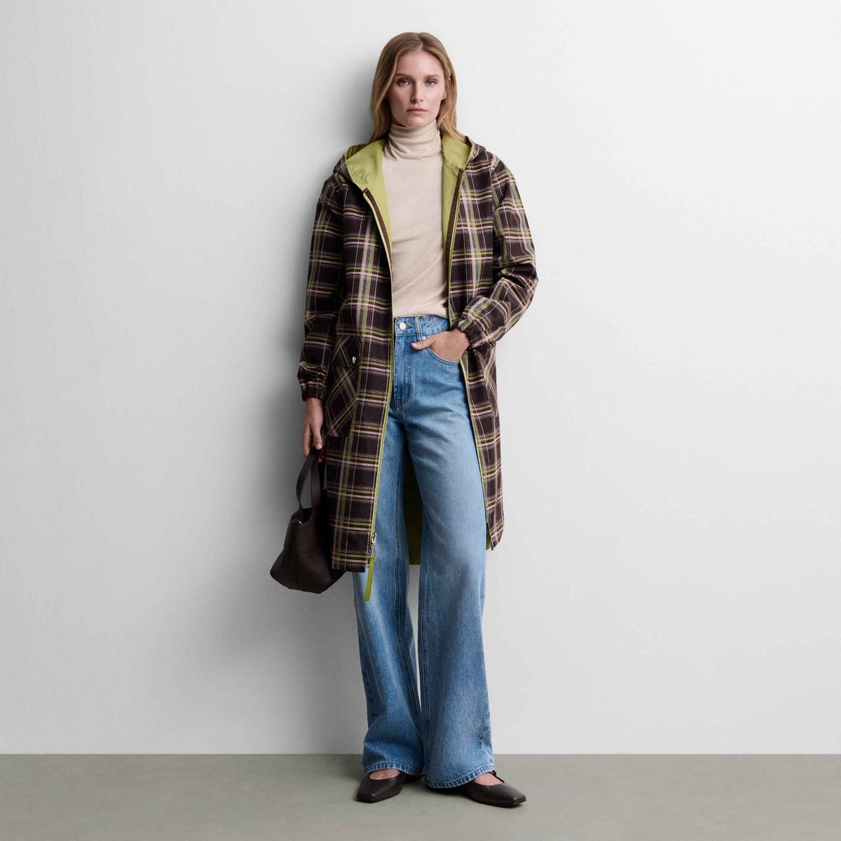 Reversible checked parka