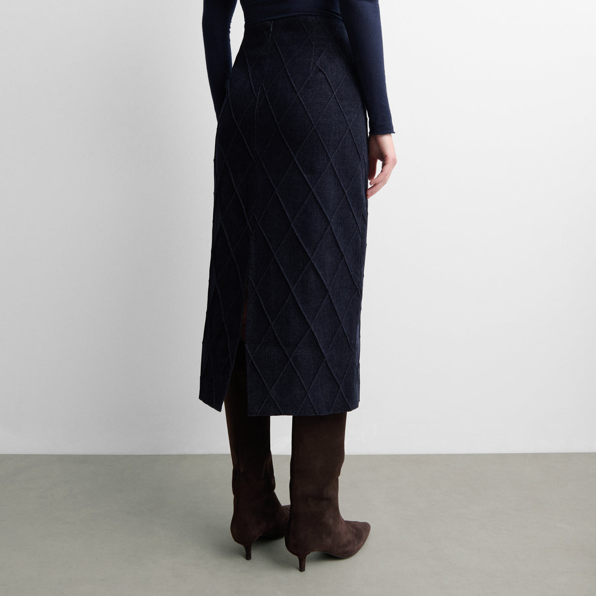 Falda midi efecto denim