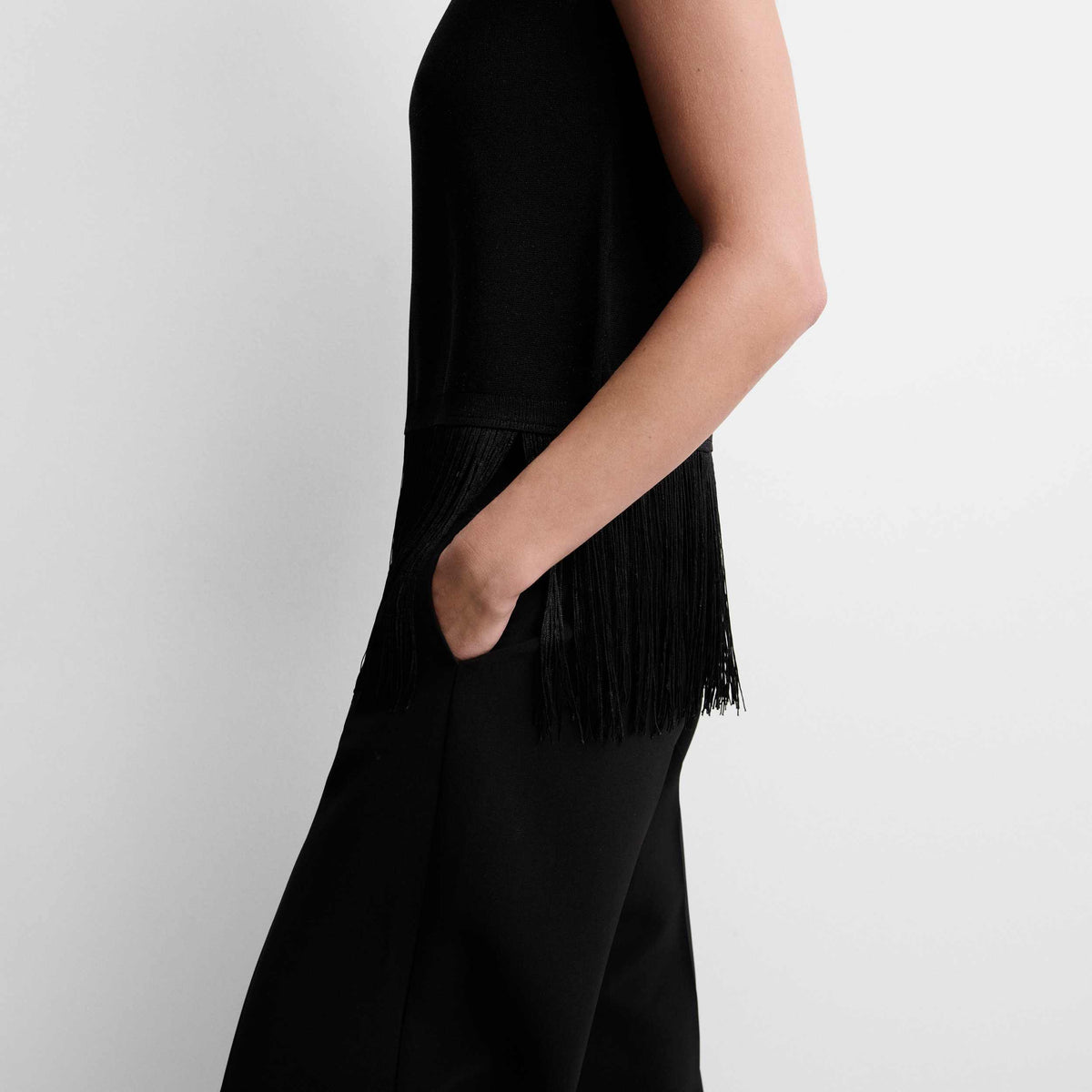 Lurex knit top with fringe