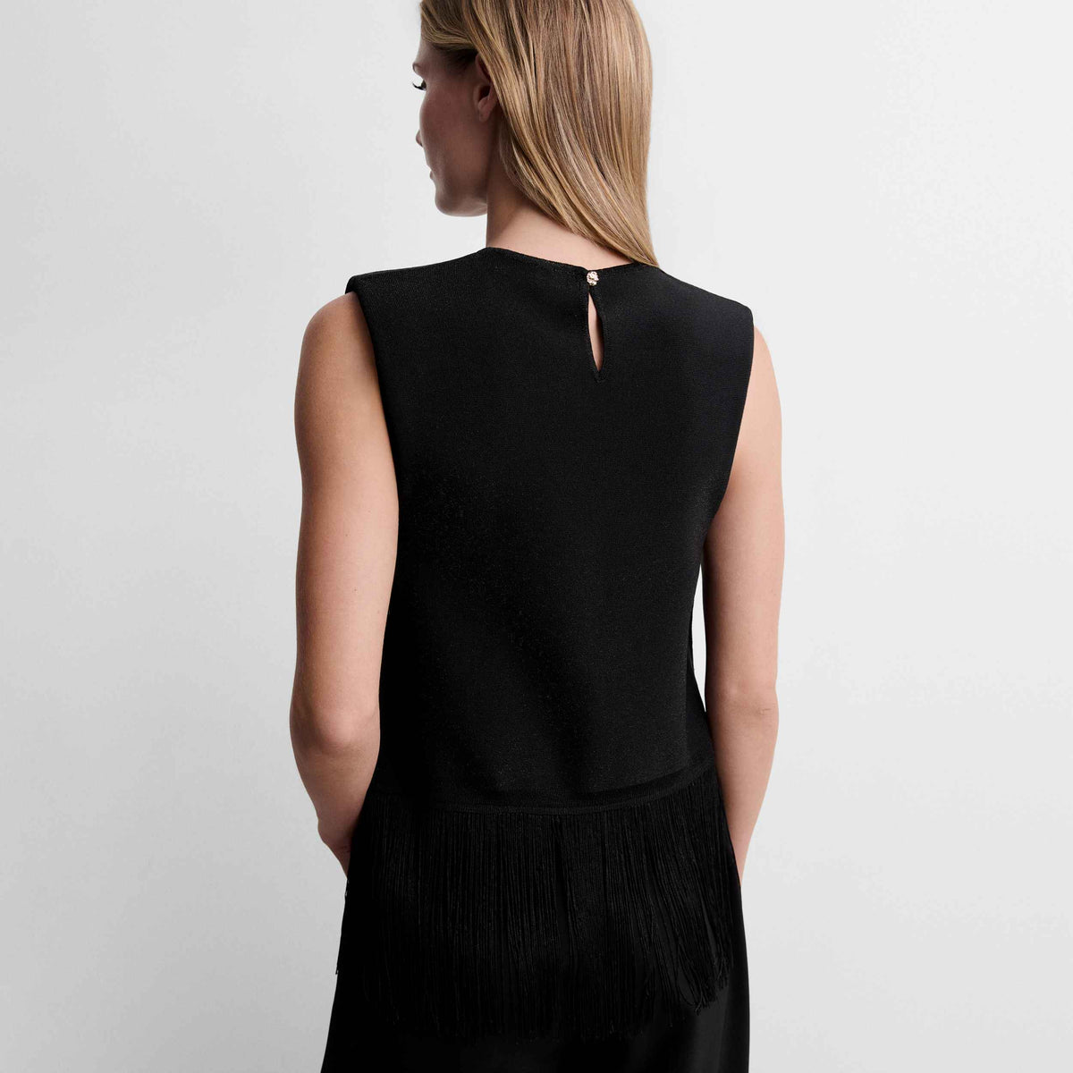 Lurex knit top with fringe