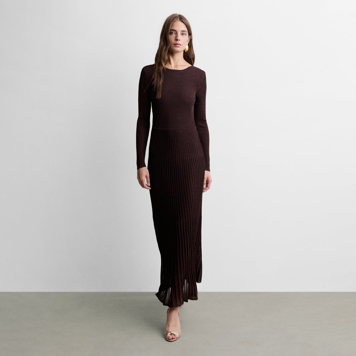 Robe longue en maille lurex