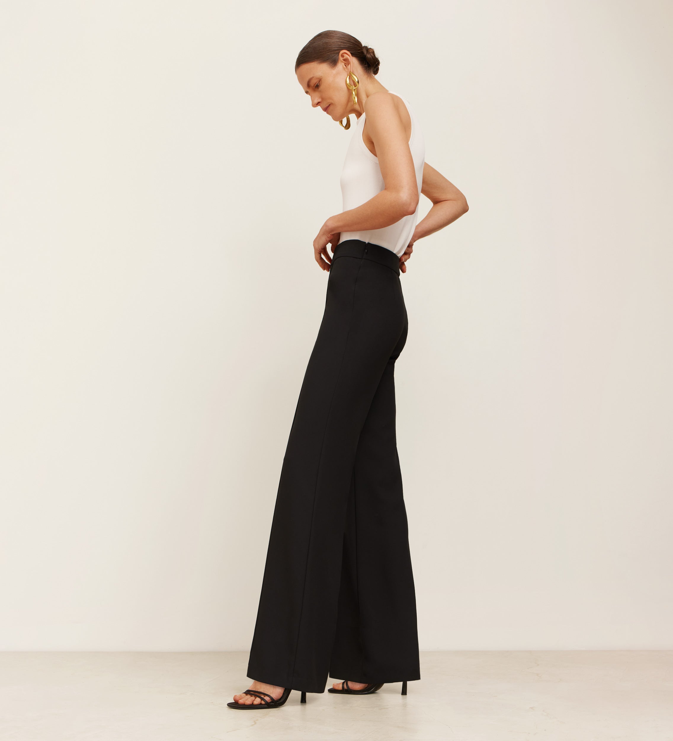 Pantalon crêpe évasé