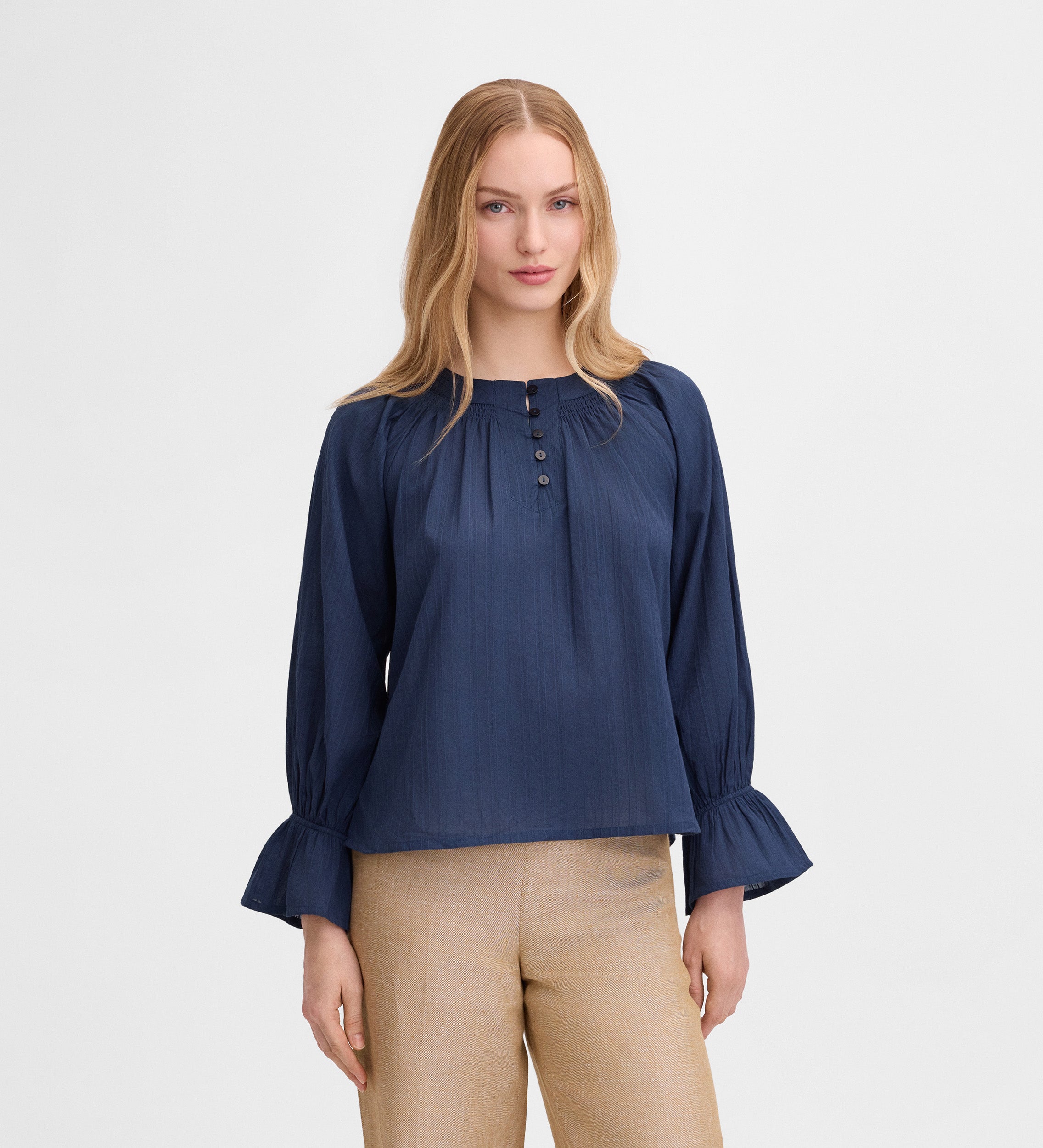 Blusa textura manga 3/4