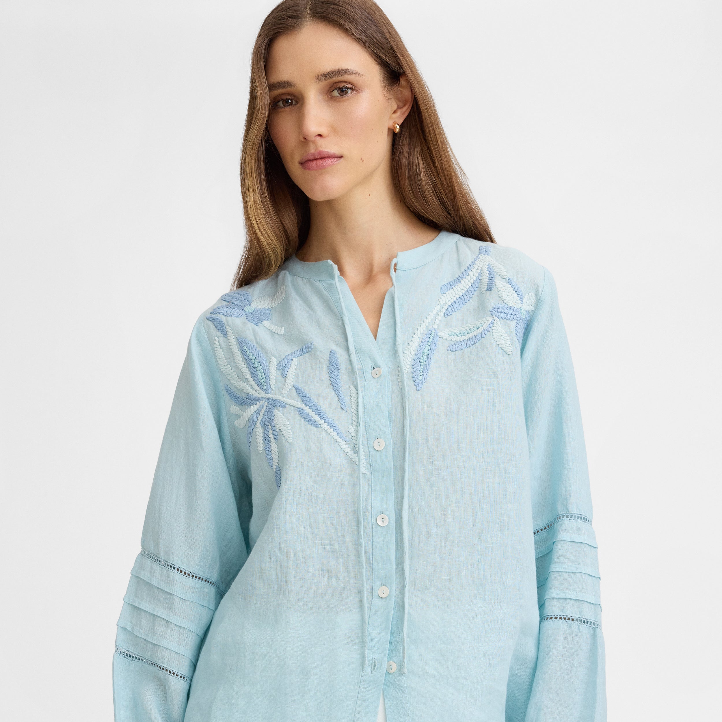 Blusa lino bordados