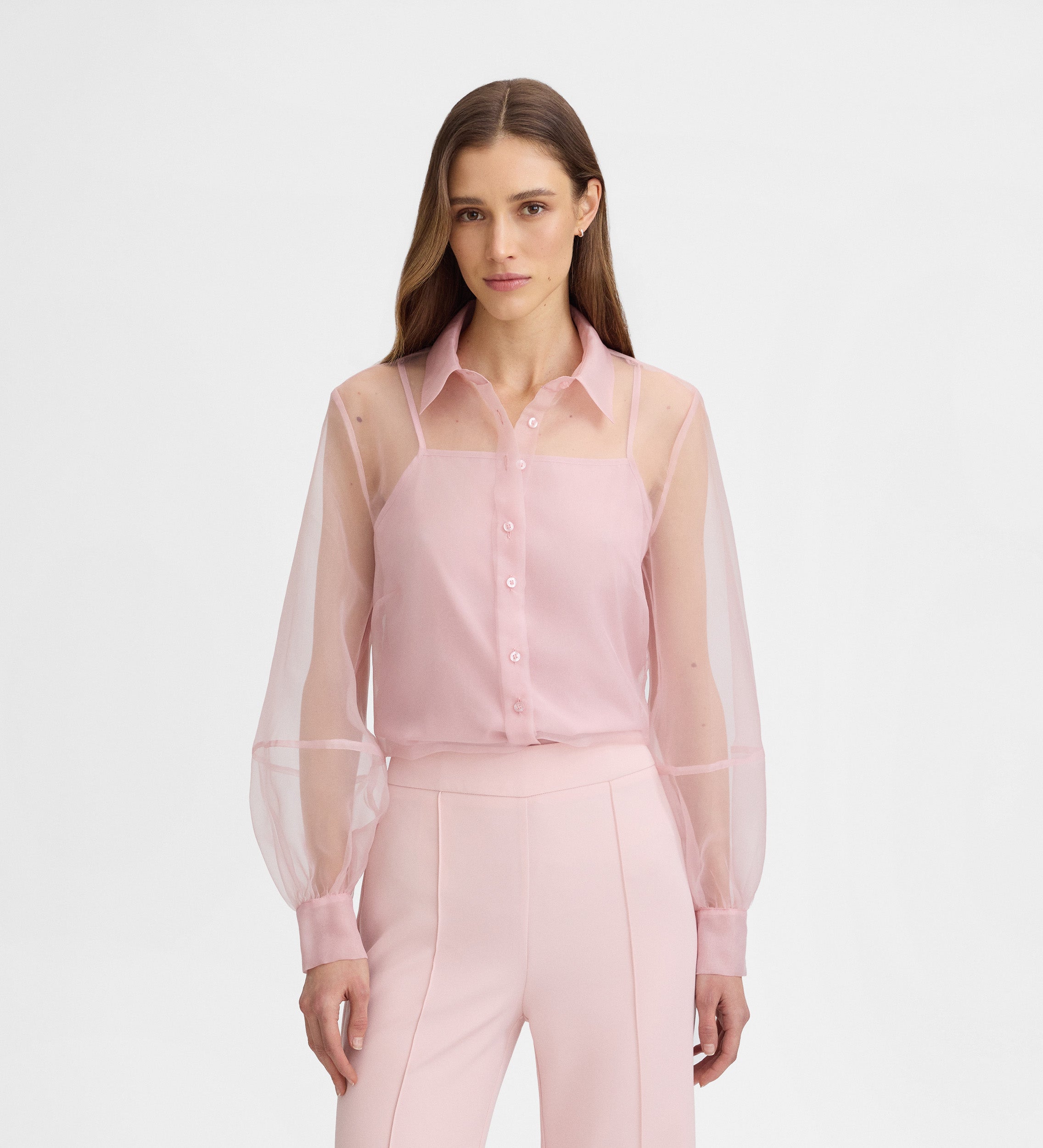 Blusa organza manga larga