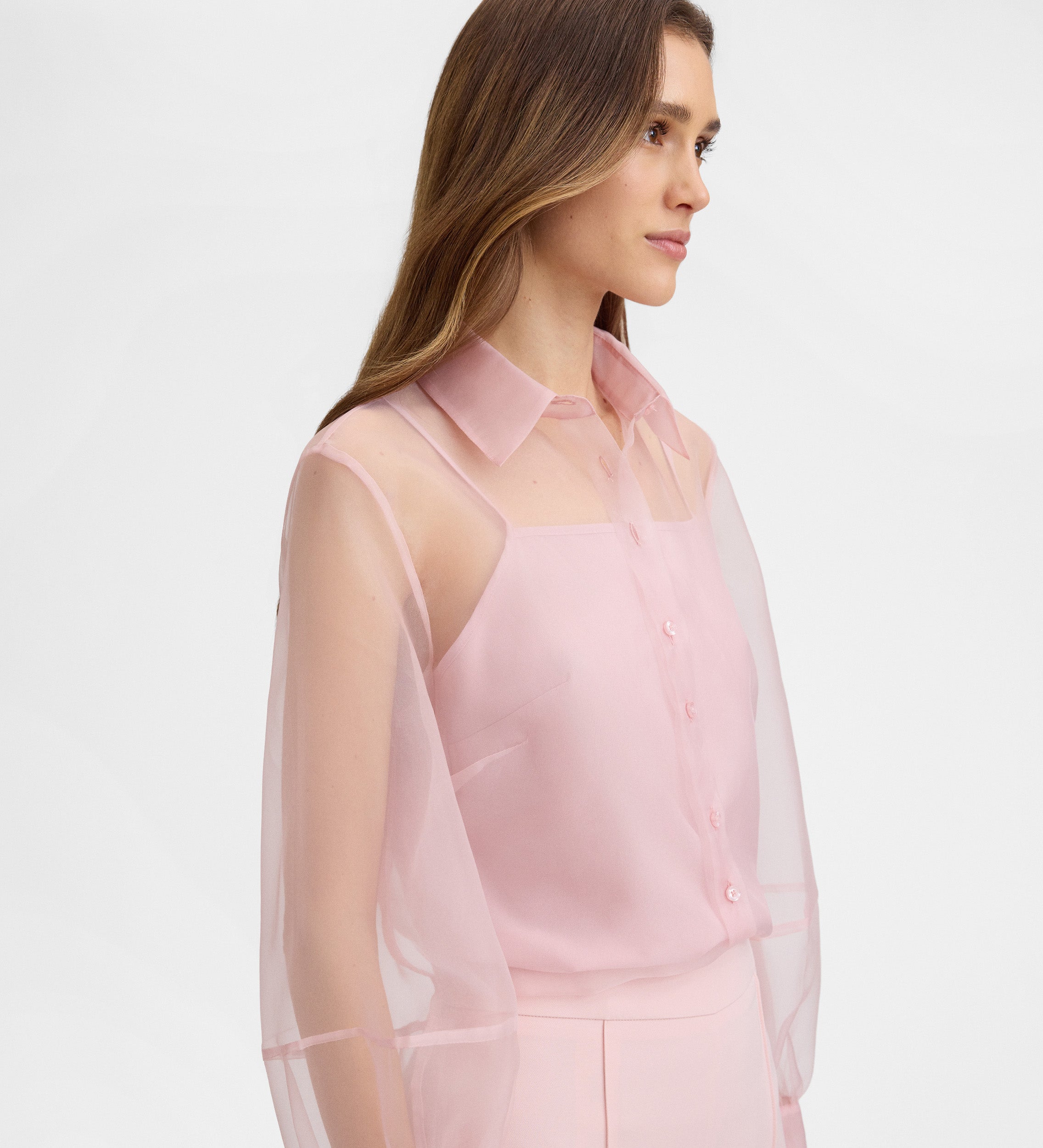 Blusa organza manga larga