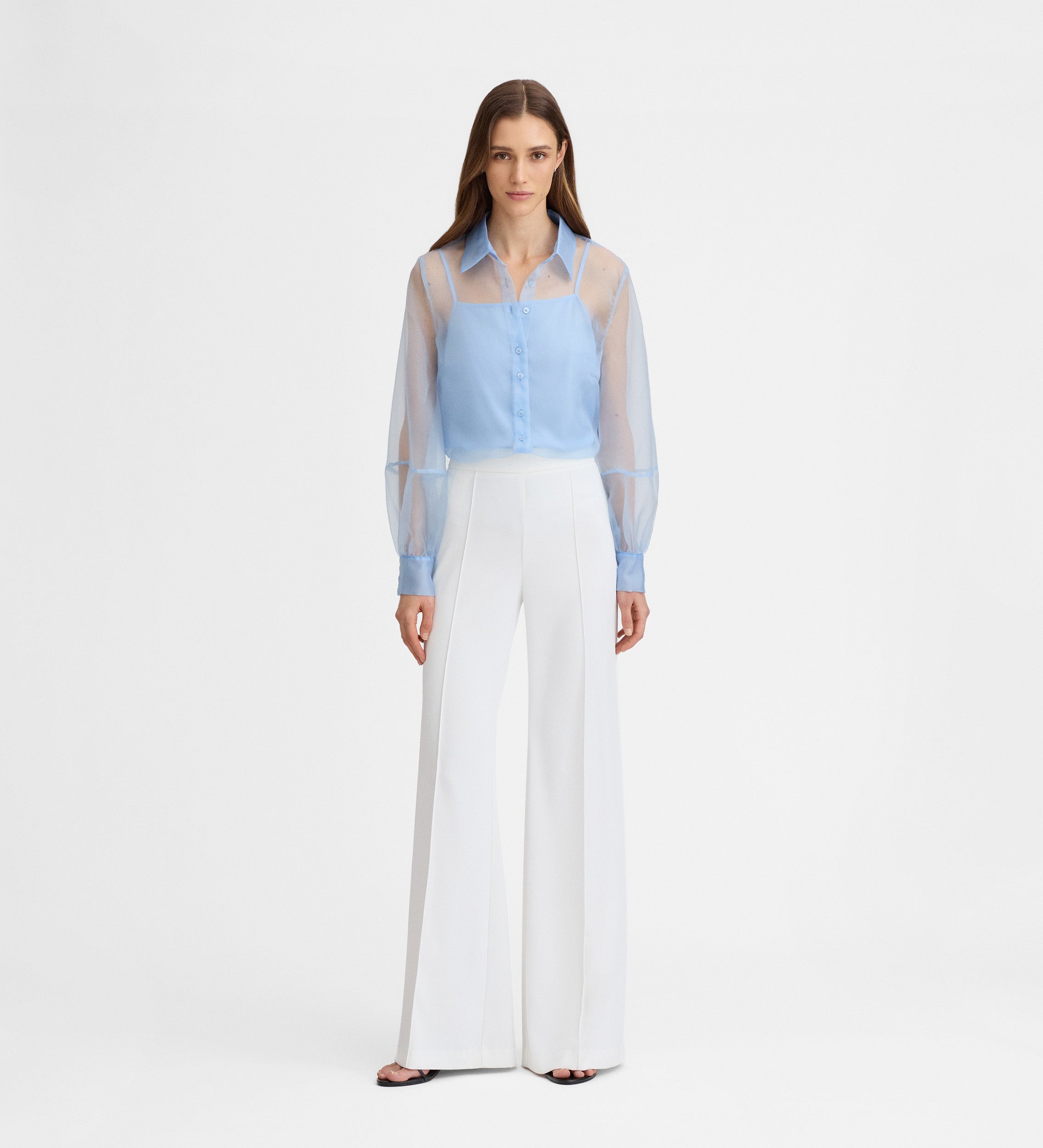 Blusa organza manga larga