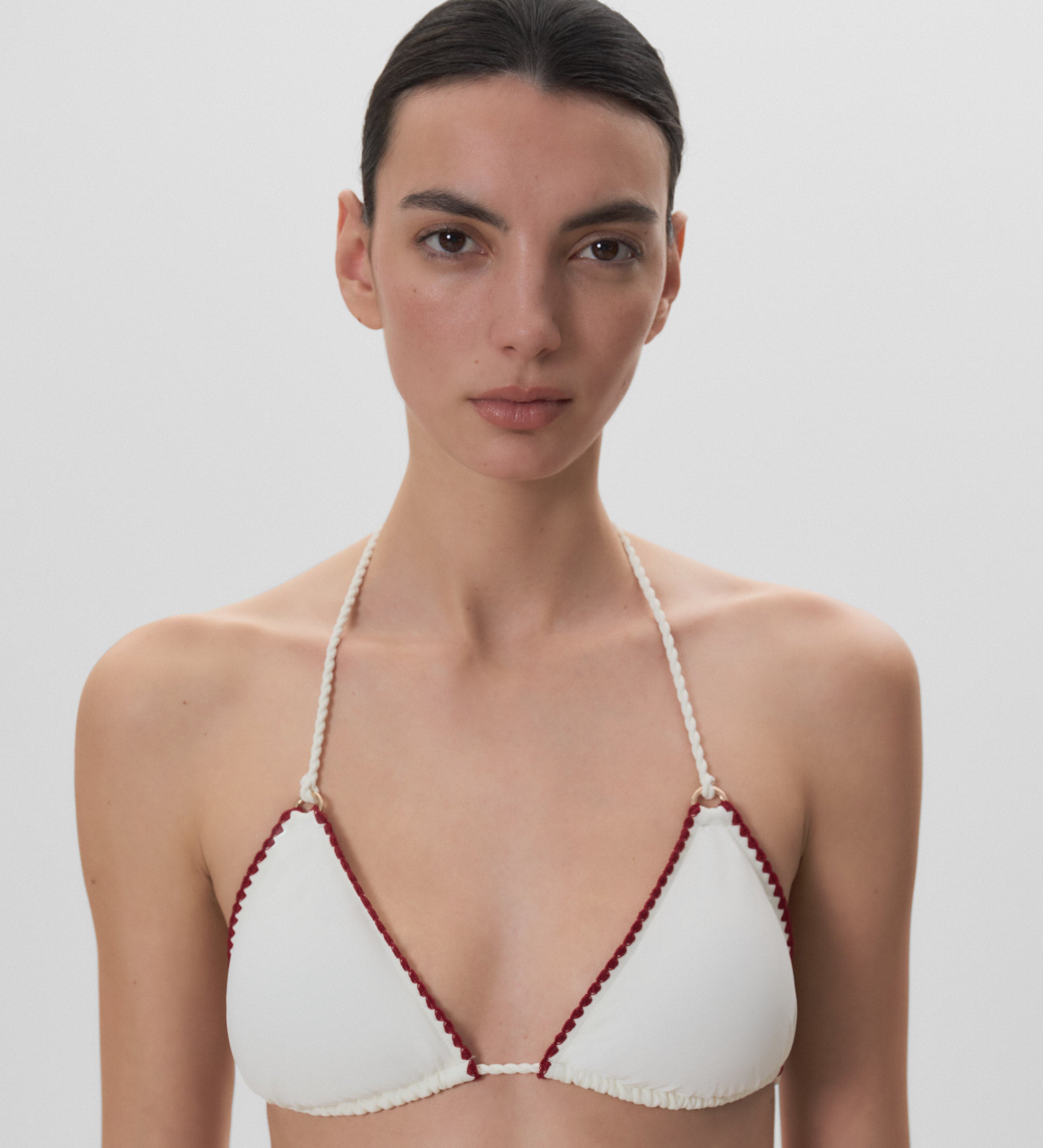 Top de bikini pespunte decorativo