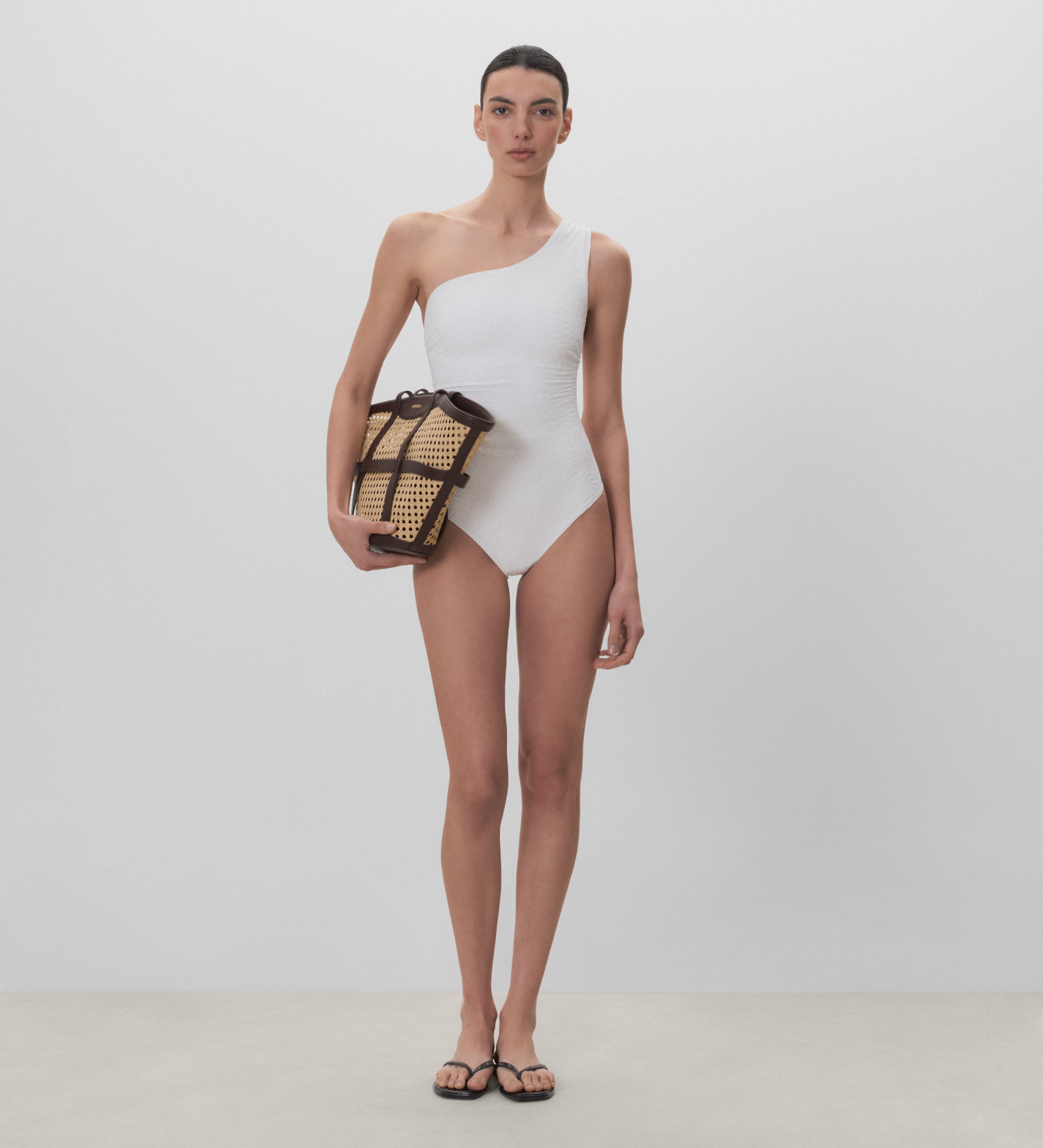 Asymmetrical neckline swimsuit