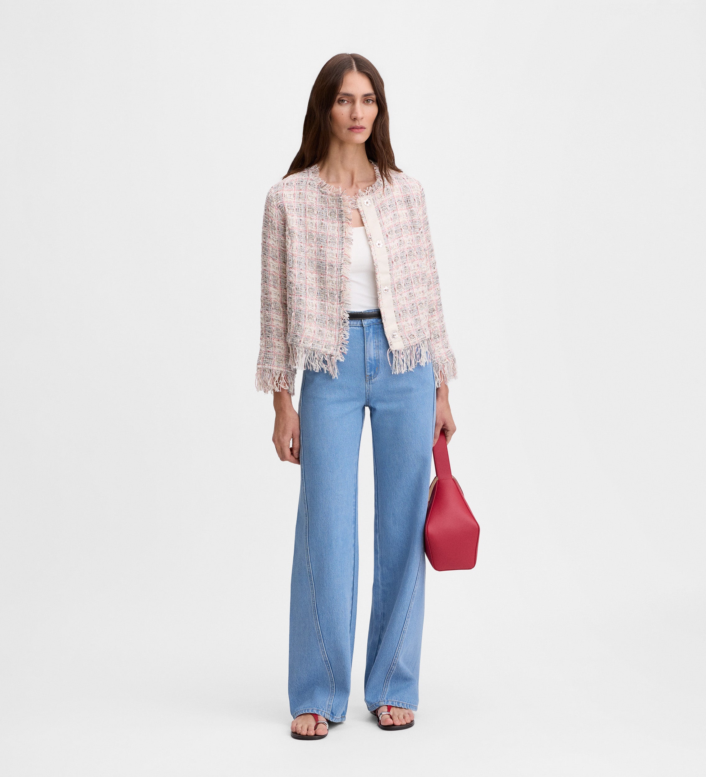 Chaqueta tweed desflecados