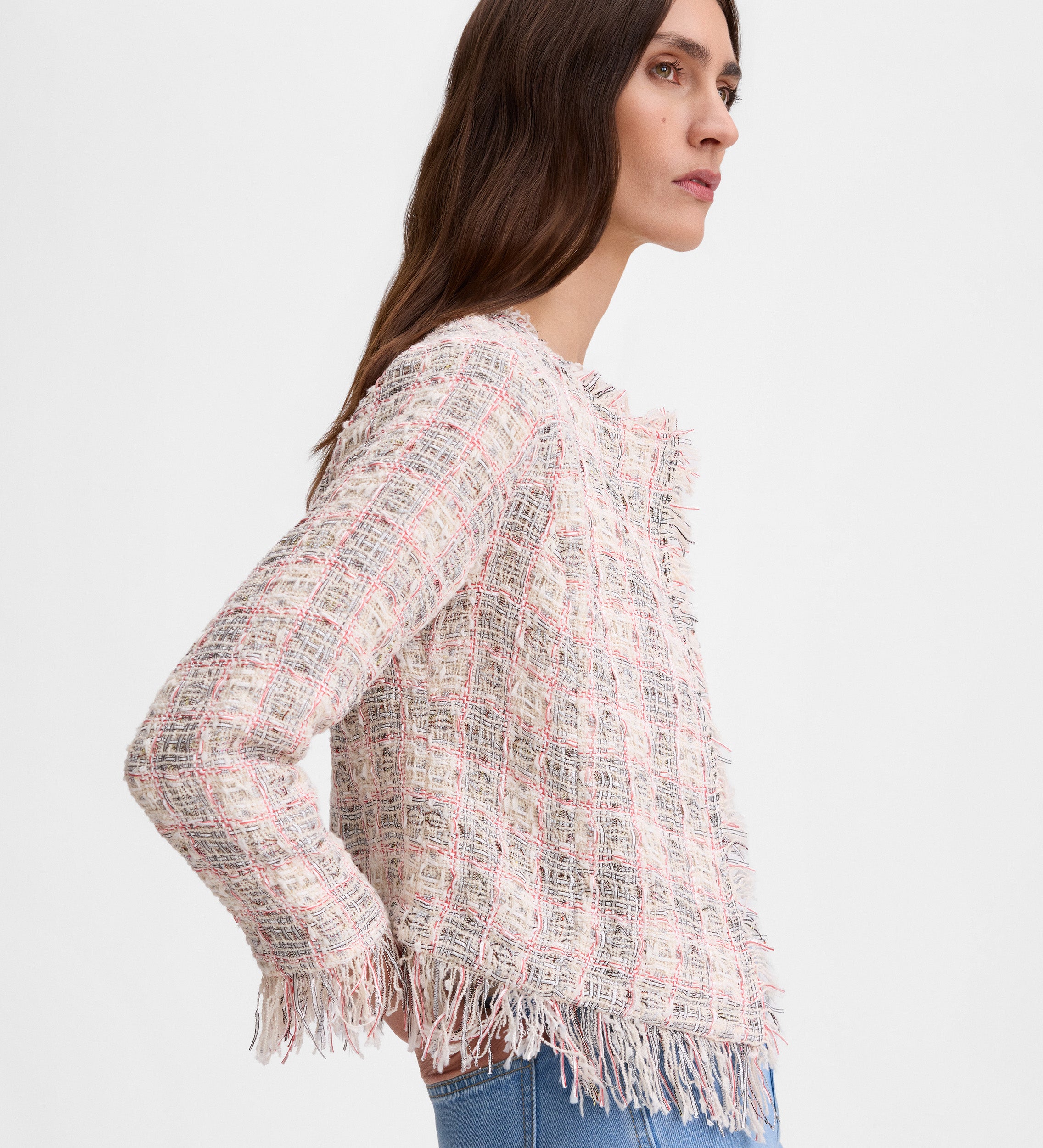 Chaqueta tweed desflecados