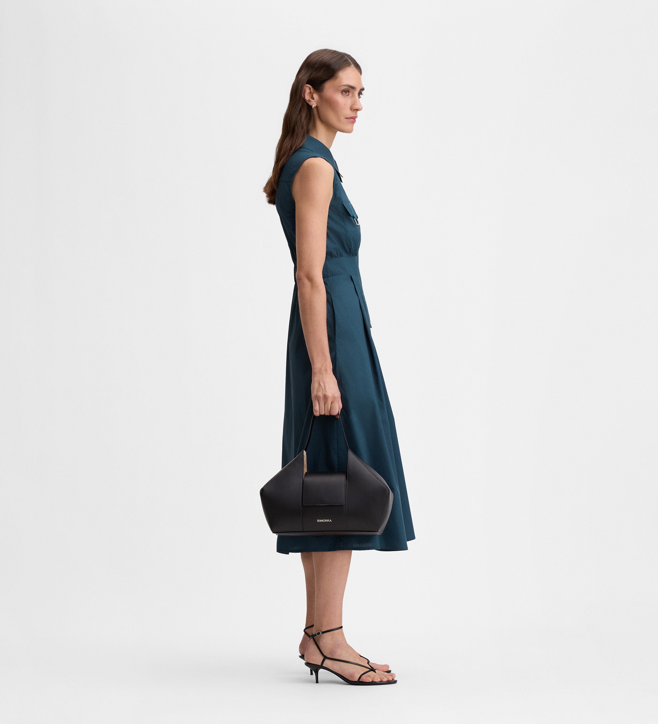 Buckled shirt midi dress