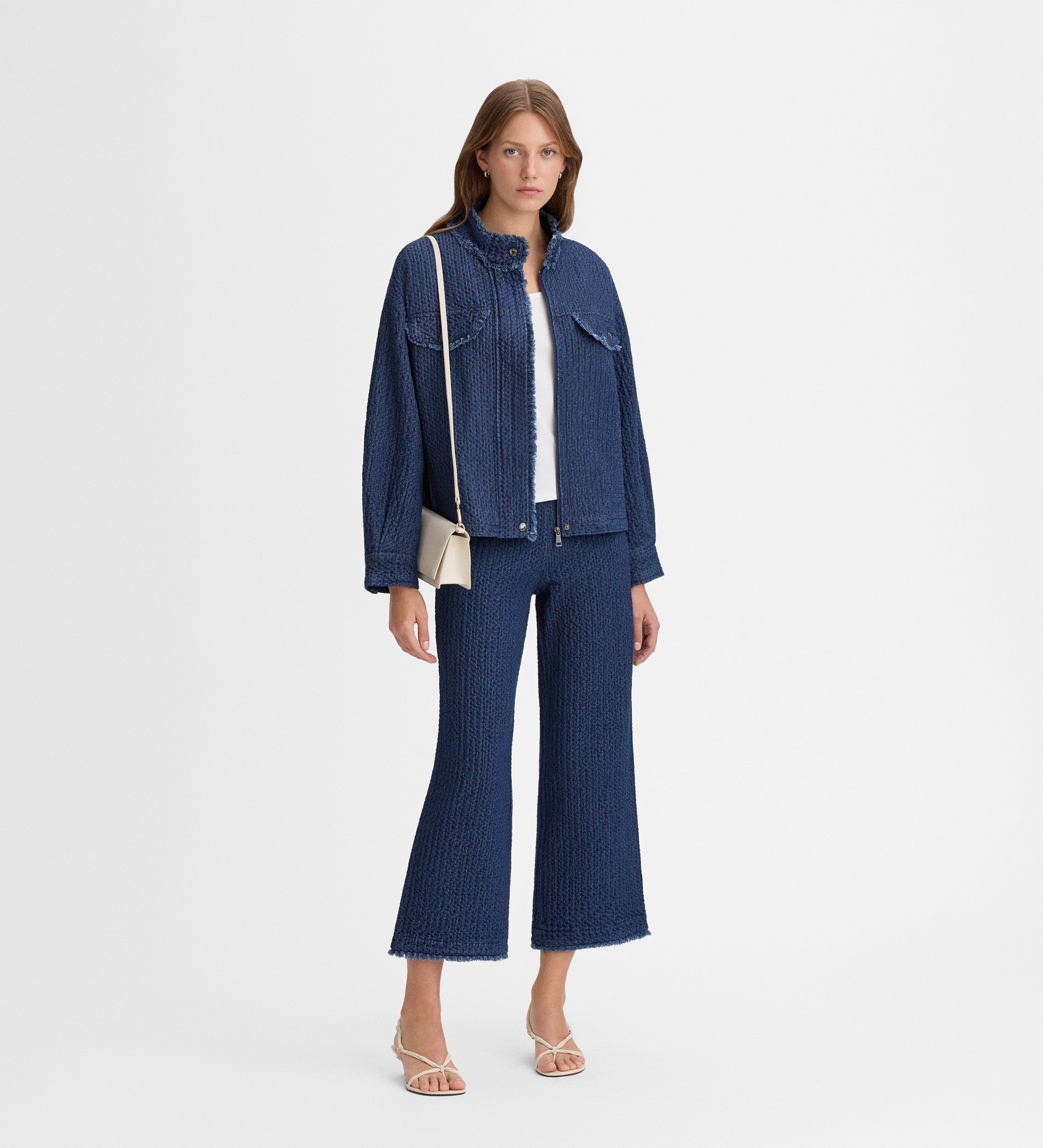 Veste jacquard denim texturé