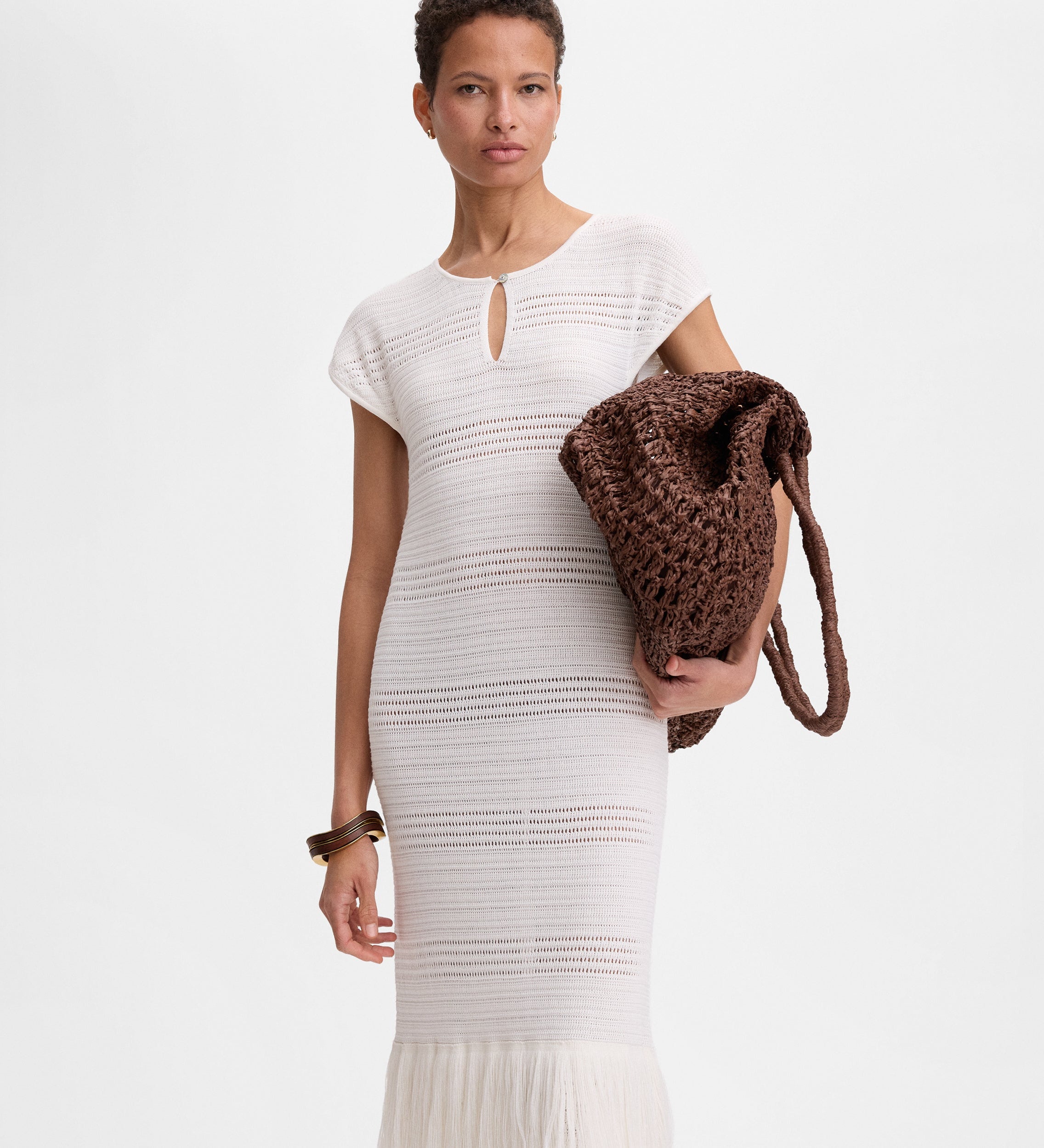 Fringed knit dress