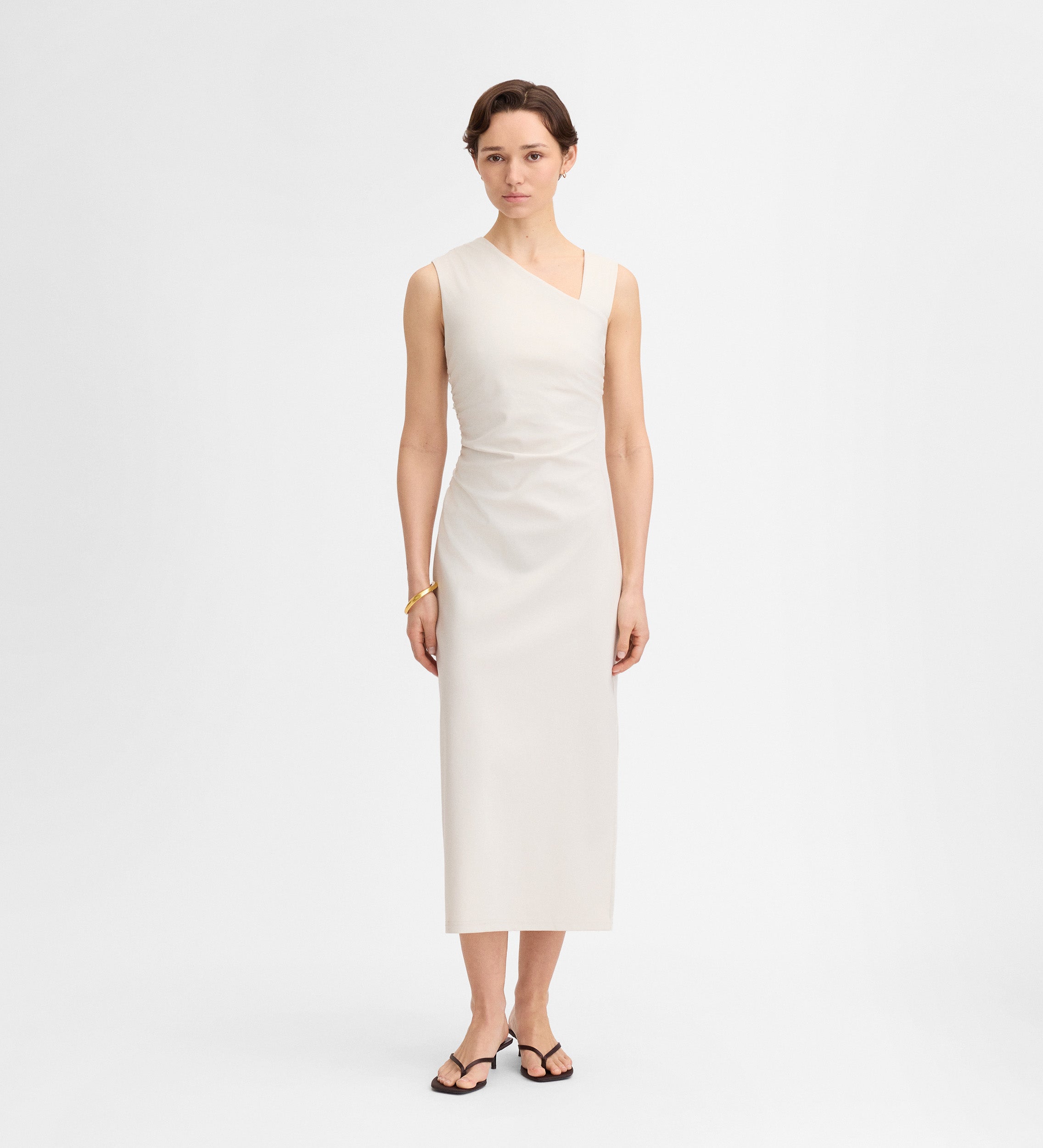 Robe midi froncée