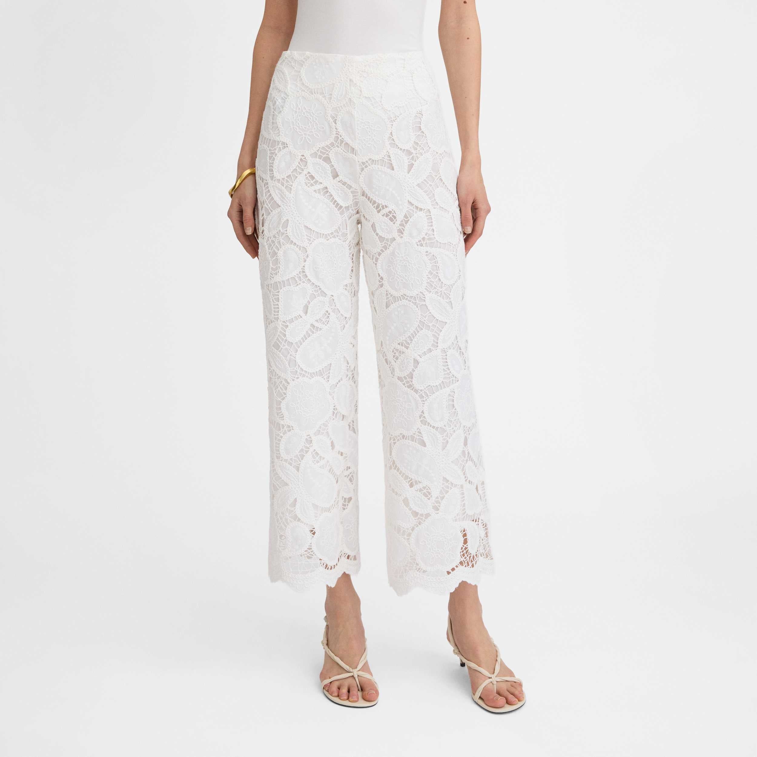 Pantalón crop guipur bordado