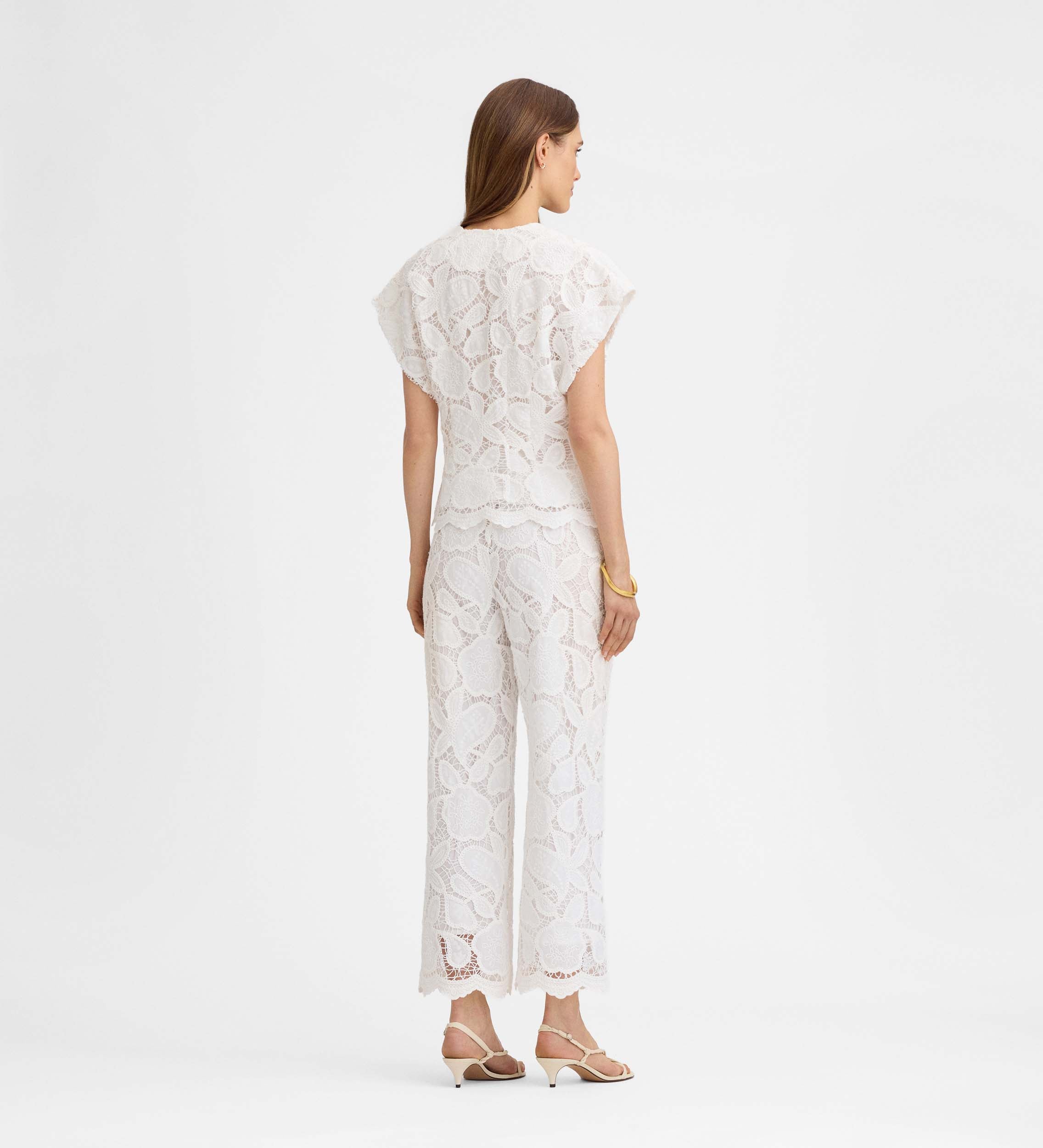 Pantalón crop guipur bordado