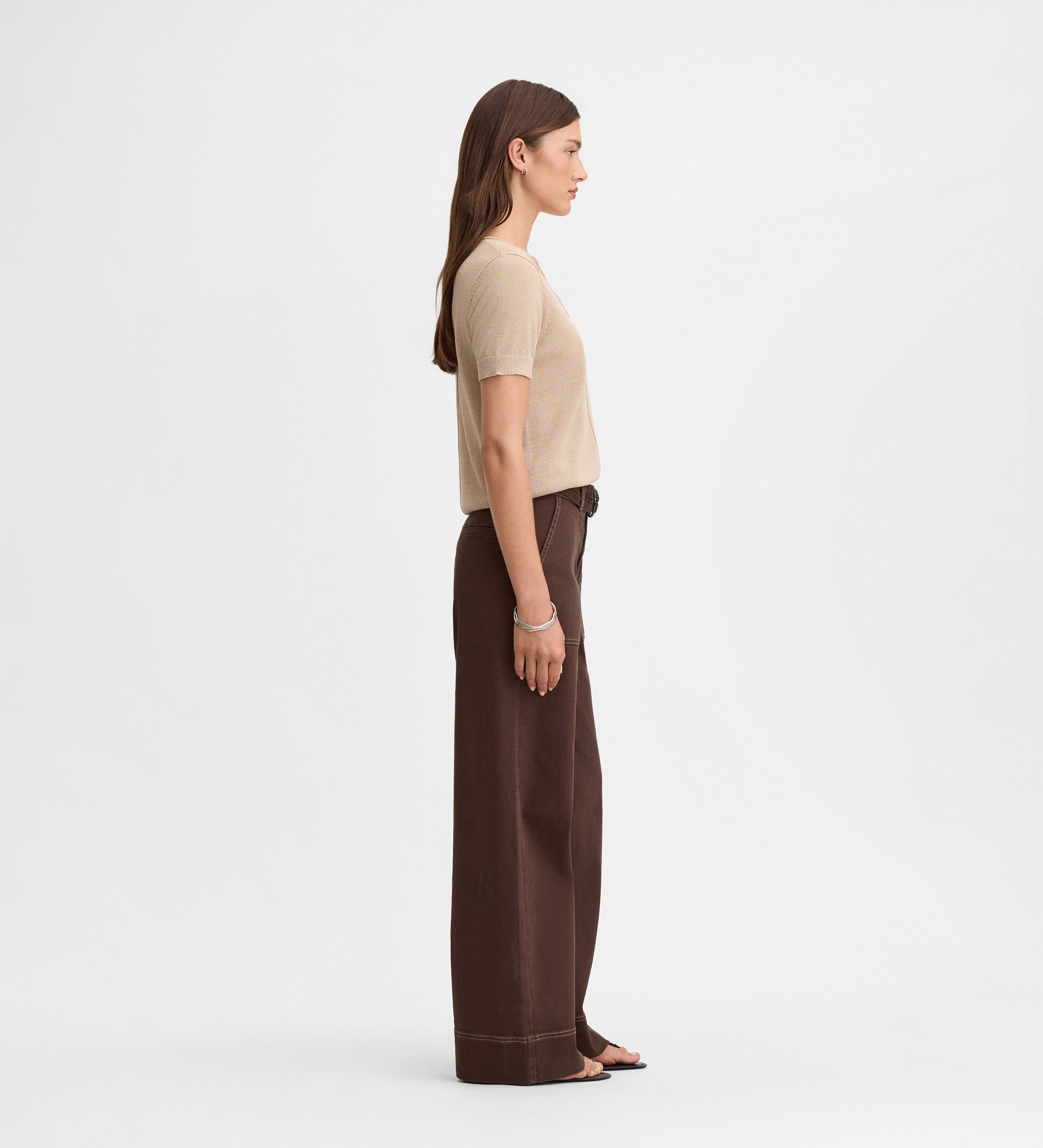 Pantalón denim pespuntes