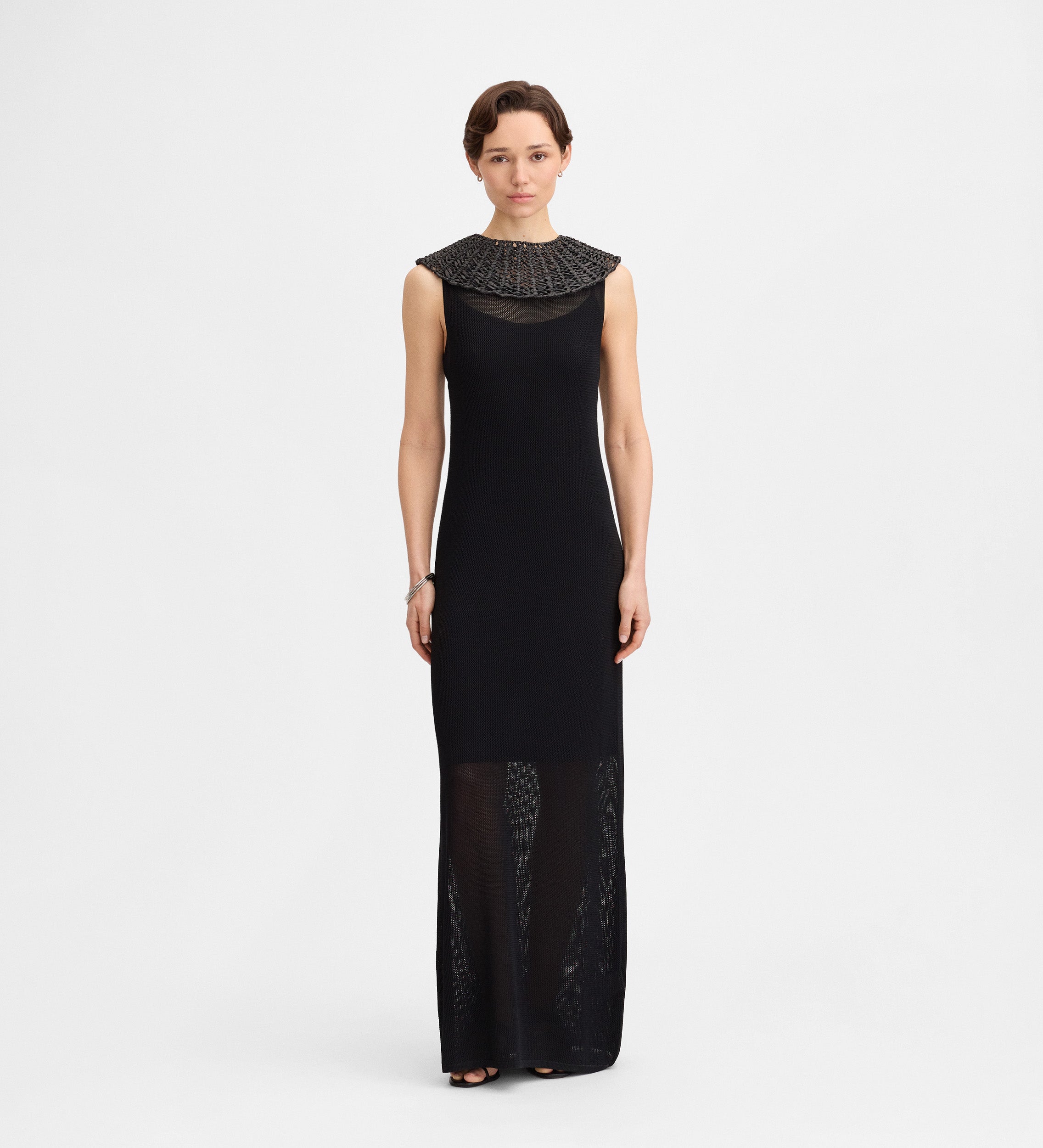 Vestido punto cuello rafia