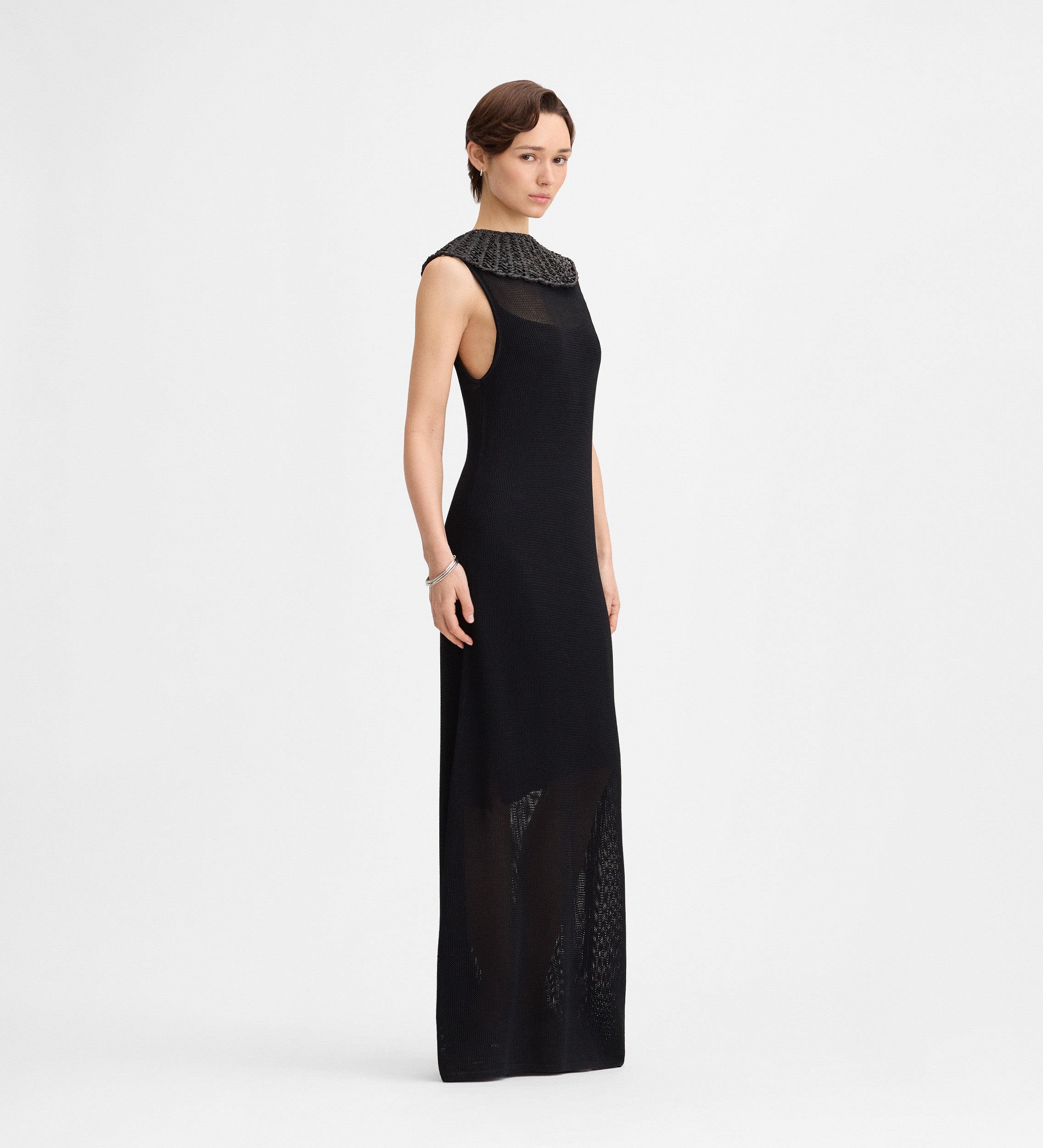 Vestido punto cuello rafia