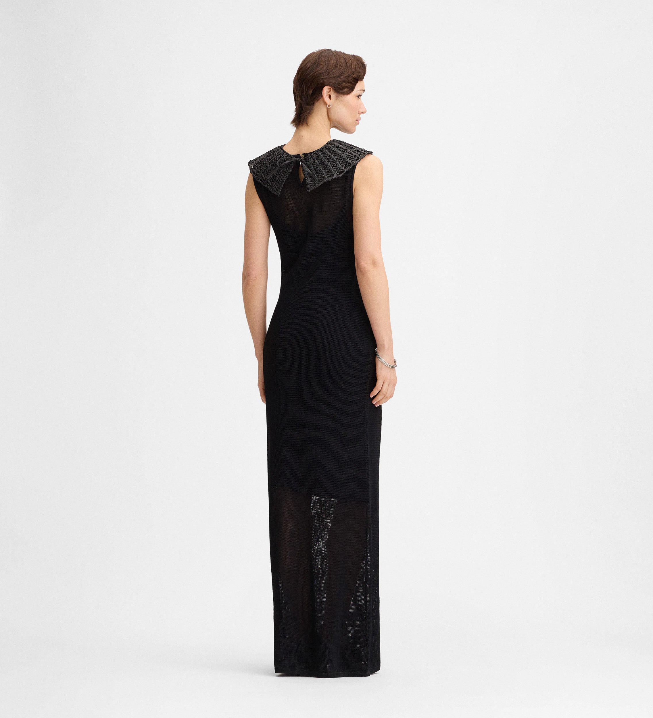 Vestido punto cuello rafia