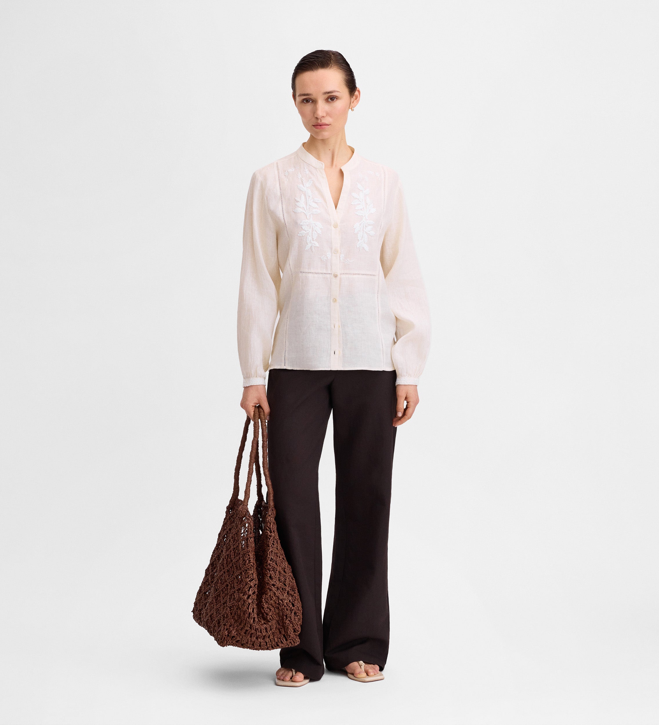 Blusa lino bordados