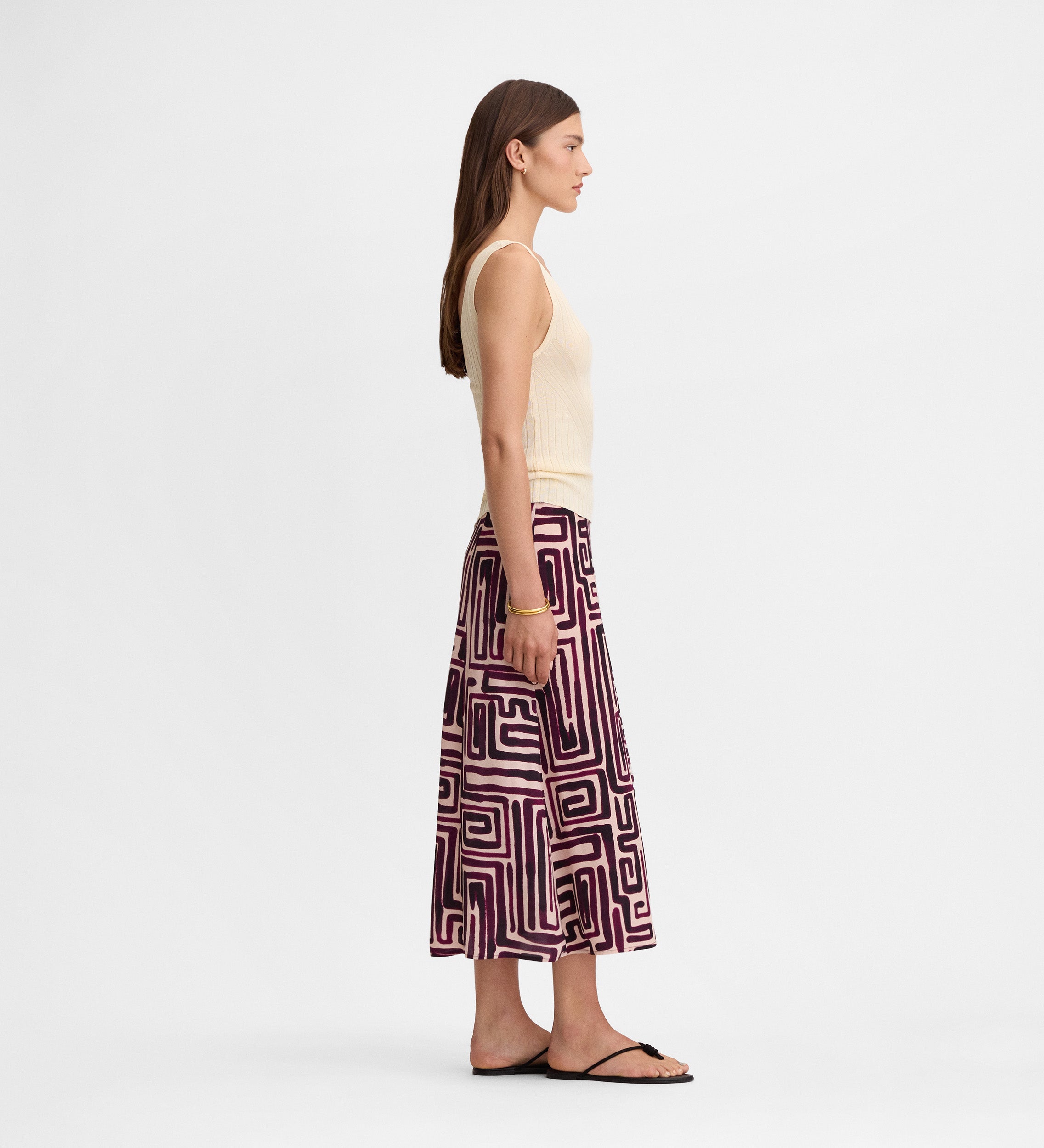 Falda estampada midi