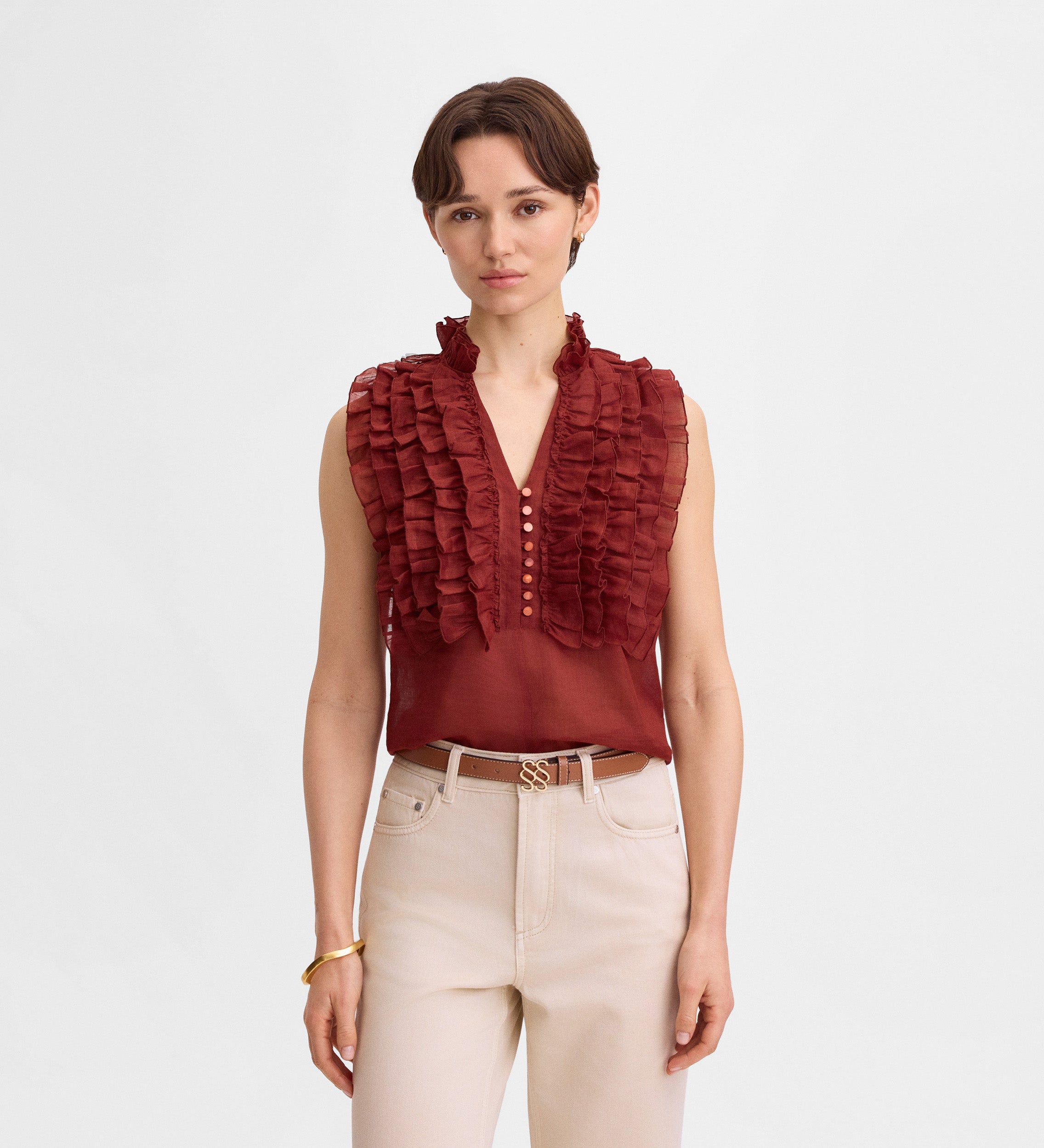 Blusa lino volantes