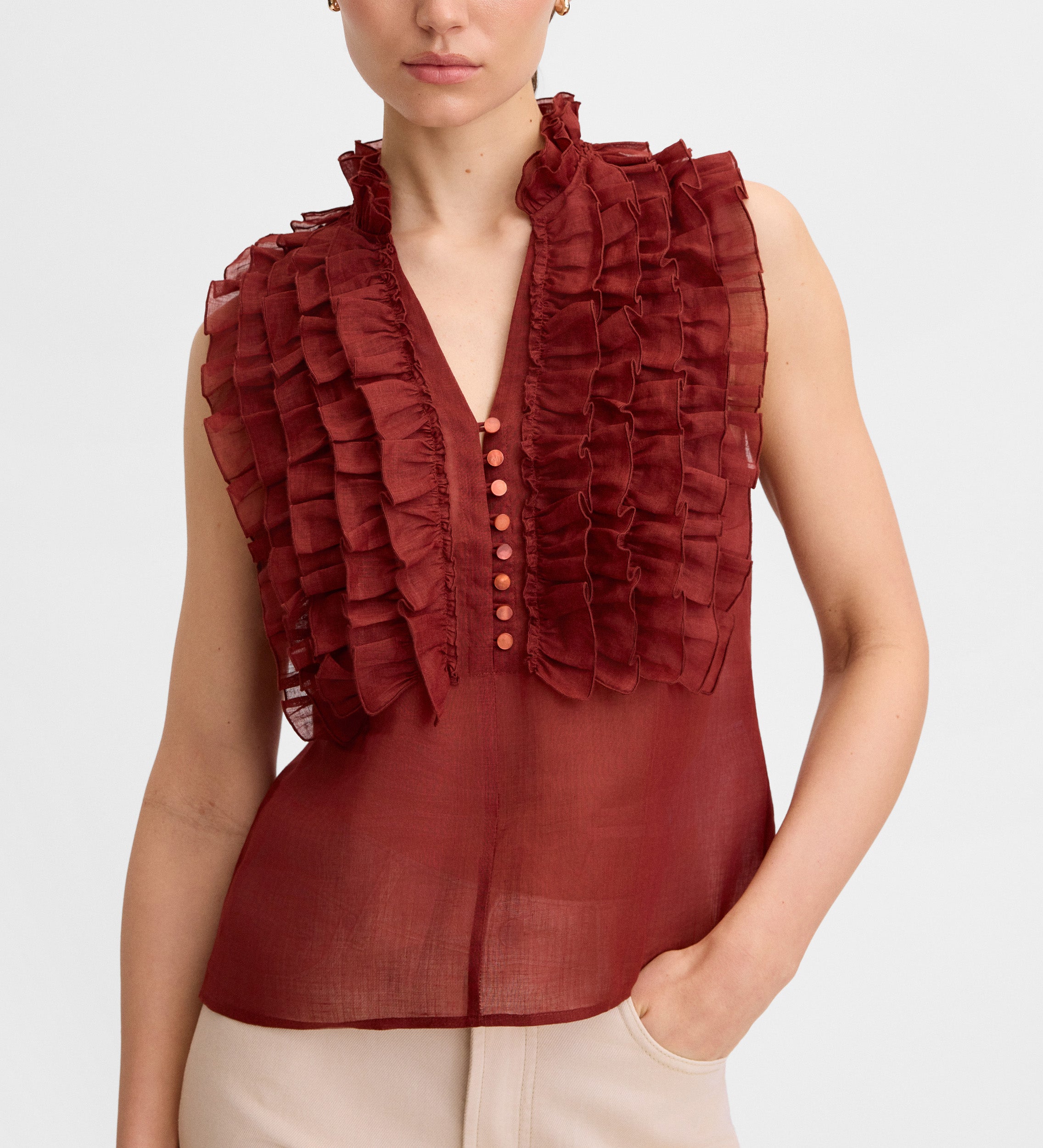 Blusa lino volantes