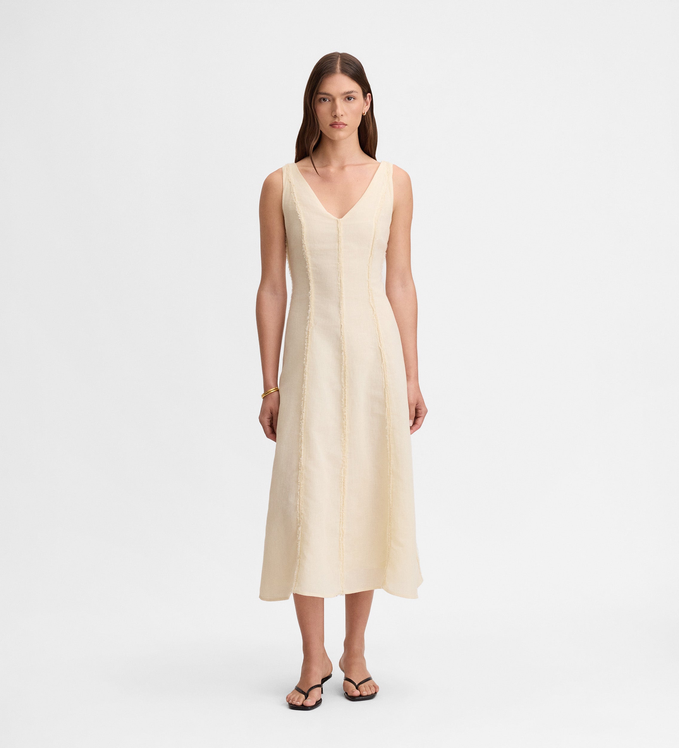 Frayed detail dress