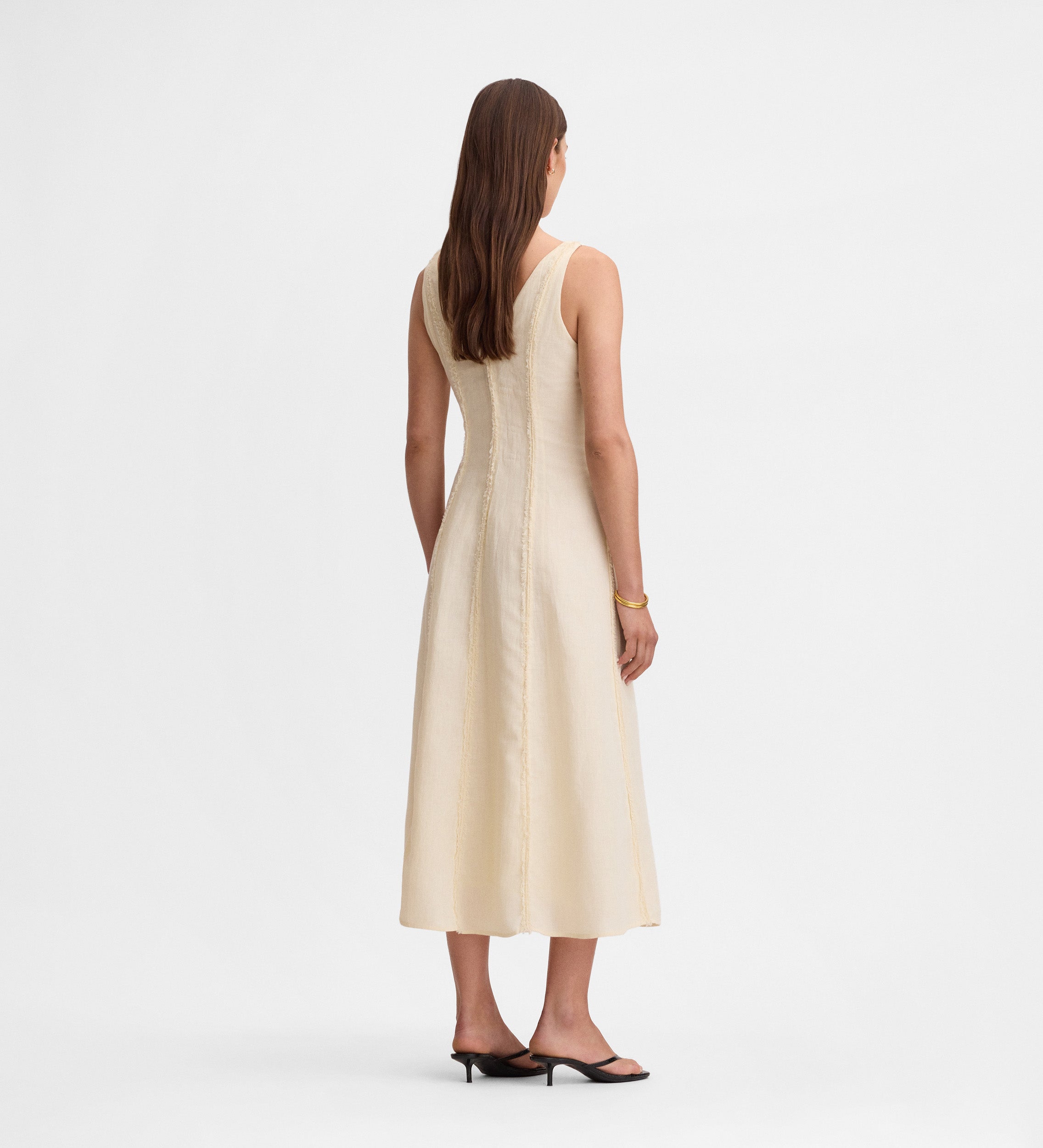Frayed detail dress