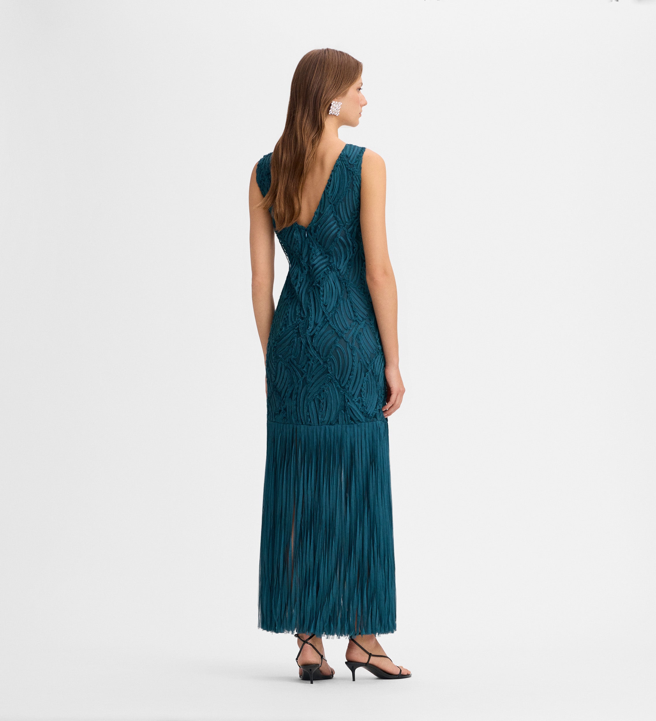 Vestido largo flecos