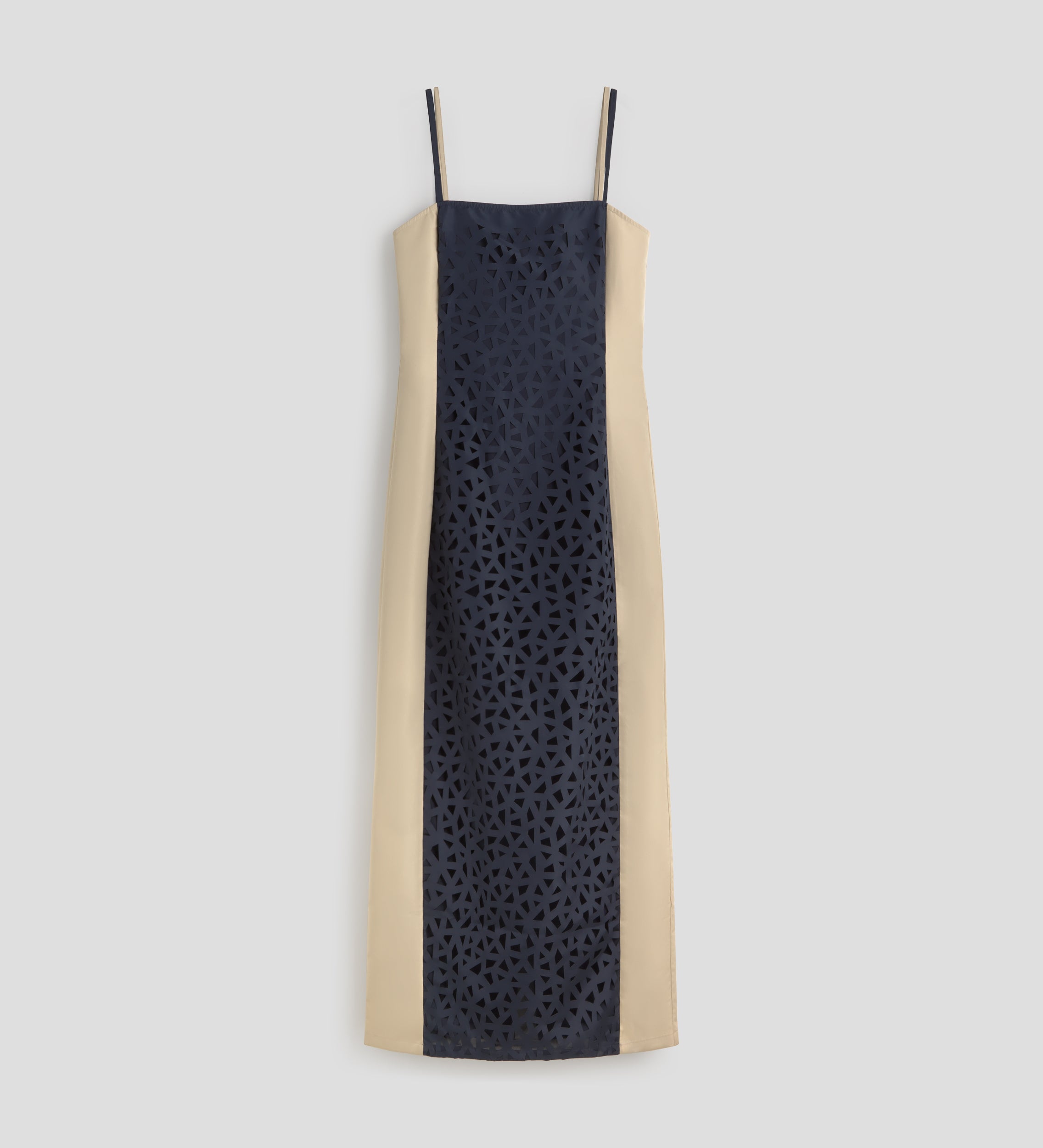 Vestido bicolor troquelado