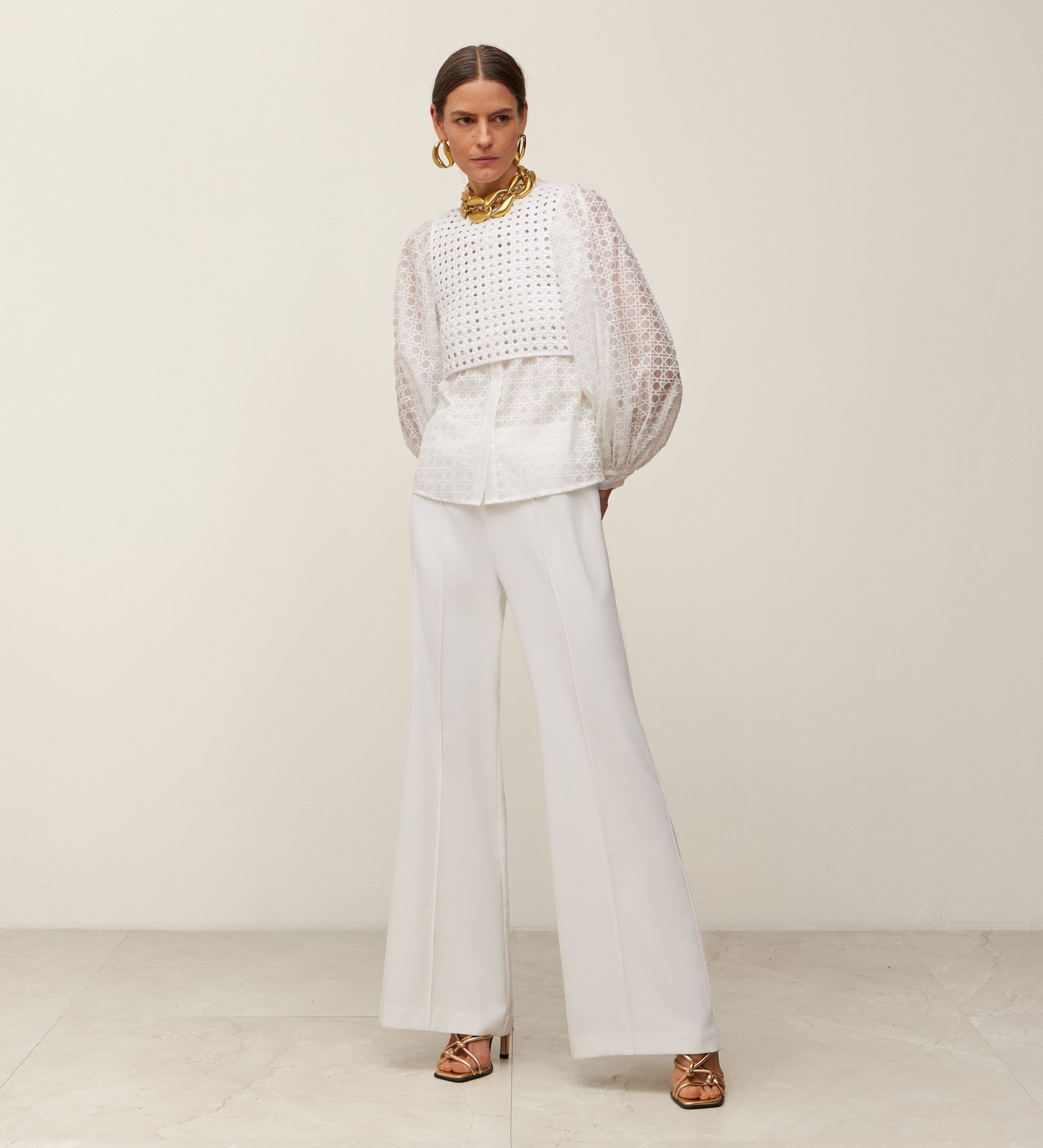 Flared crepe pants