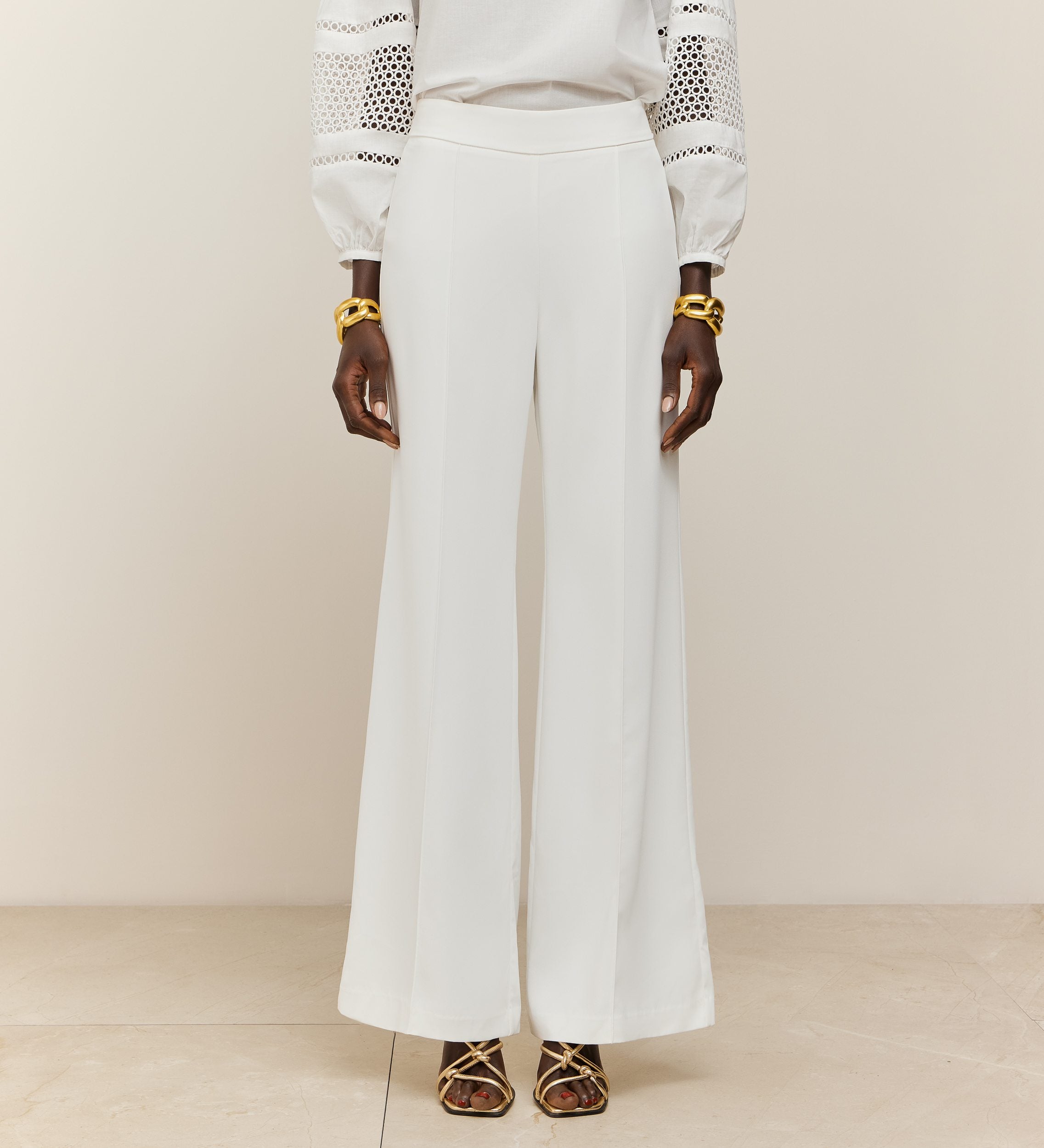 Flared crepe pants